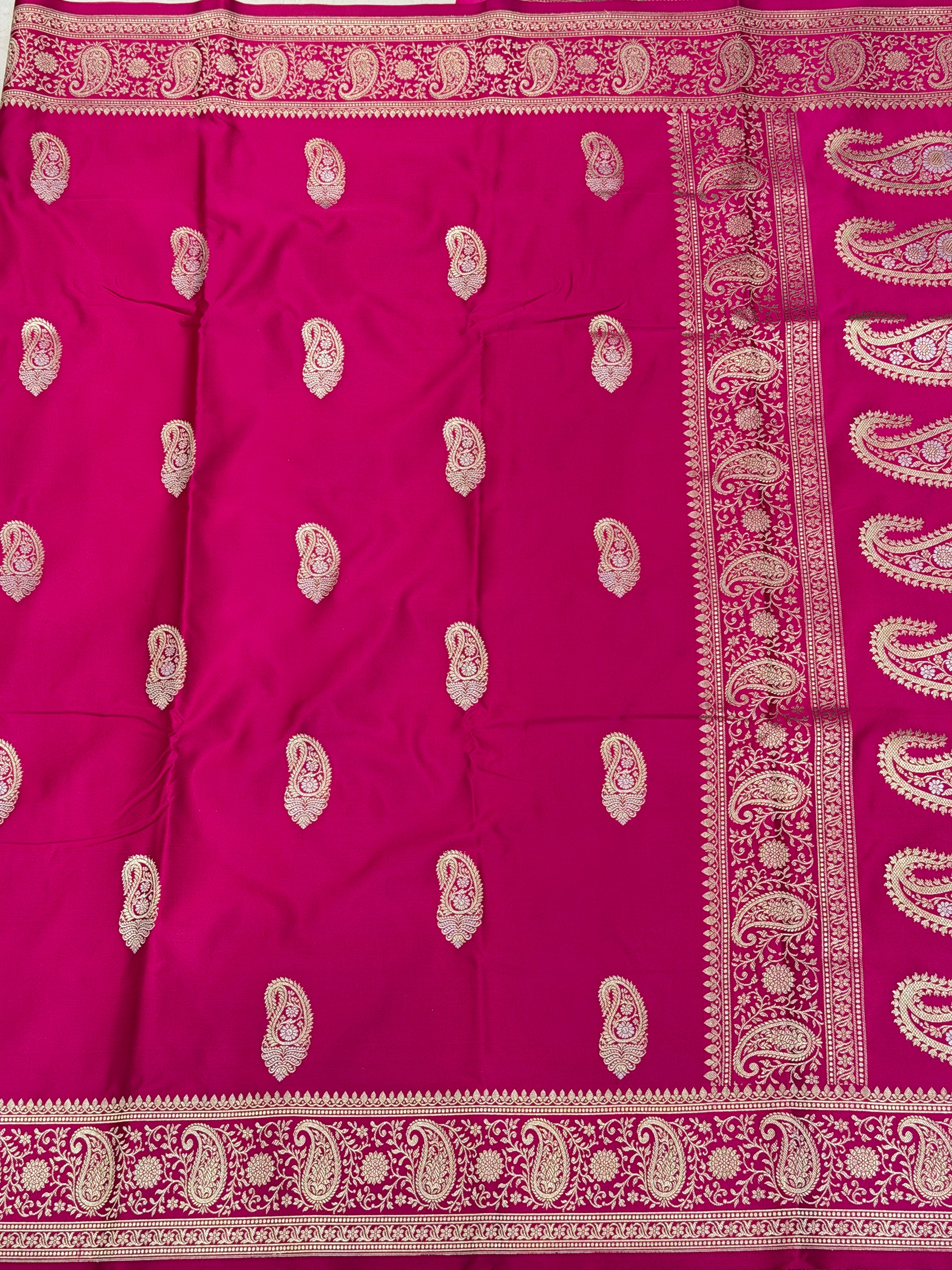 Rani Pink Sona Roopa Keri Butta Banarasi Silk Saree