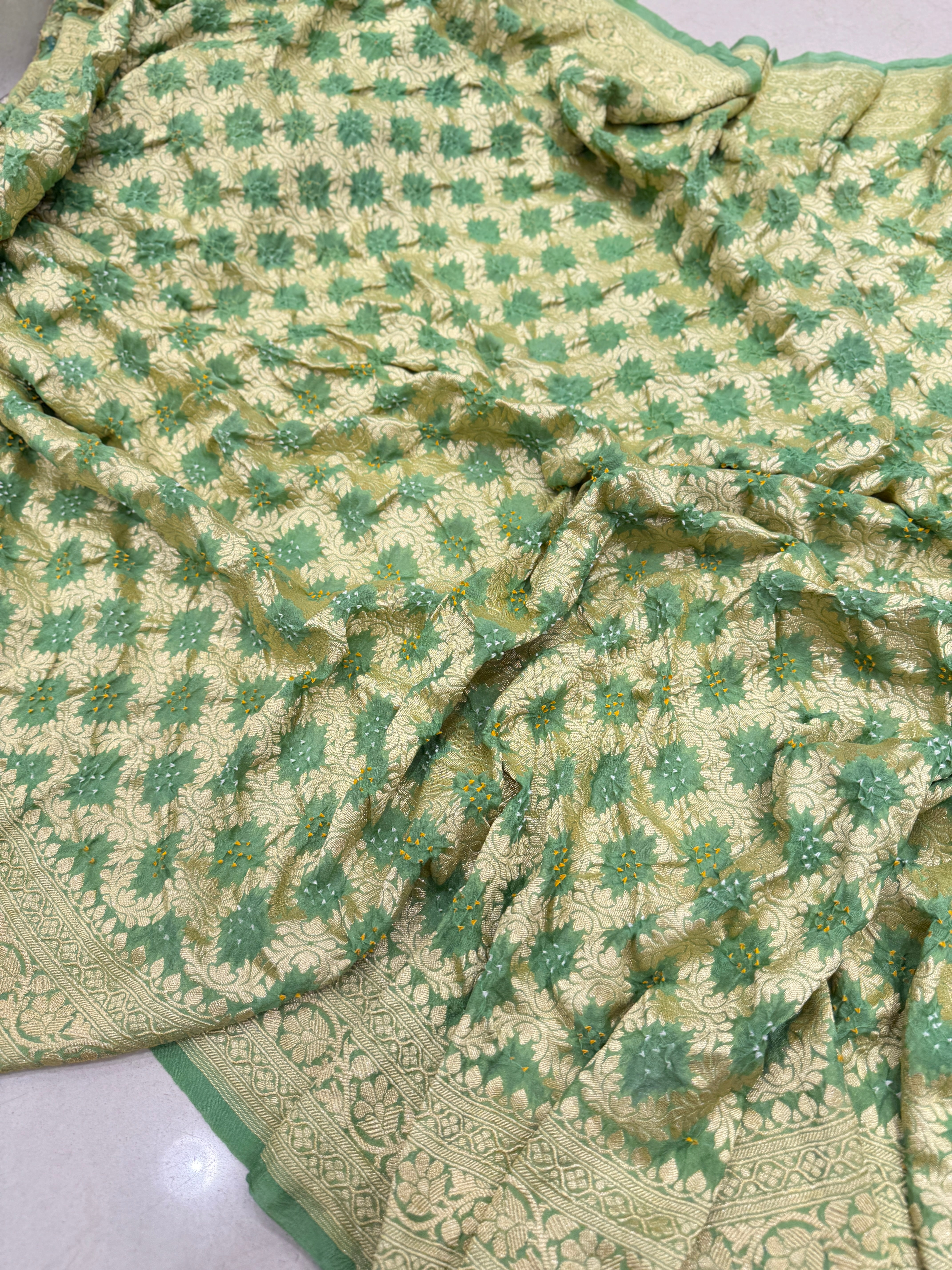 Light Green Bandhej Bandhini Saree