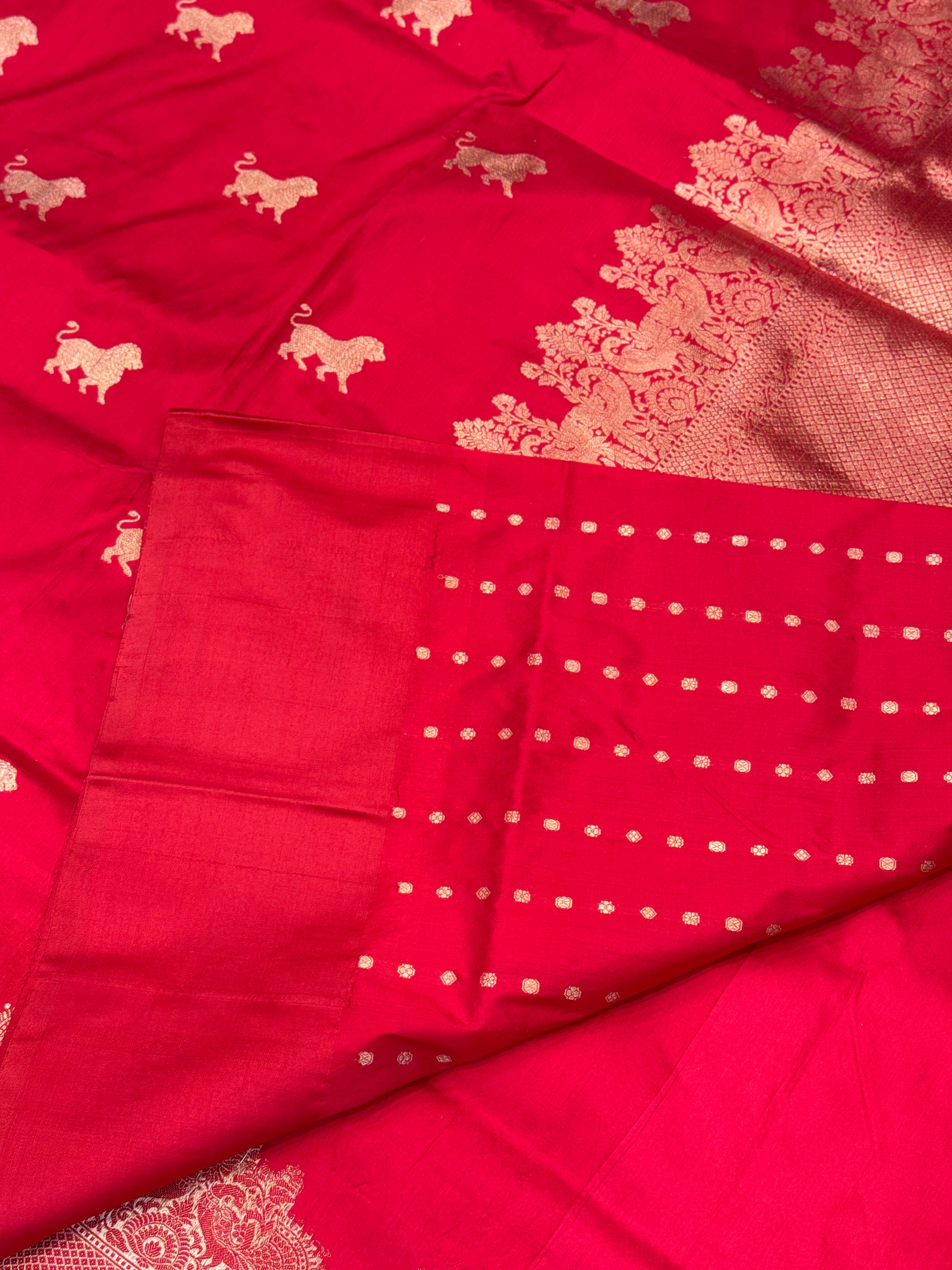 Red Tiger Weave Banarasi Handloom Saree