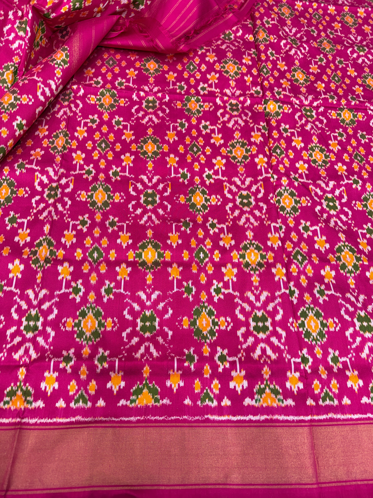 Wine Plain Ikkat Handloom Pure Silk Patola Saree