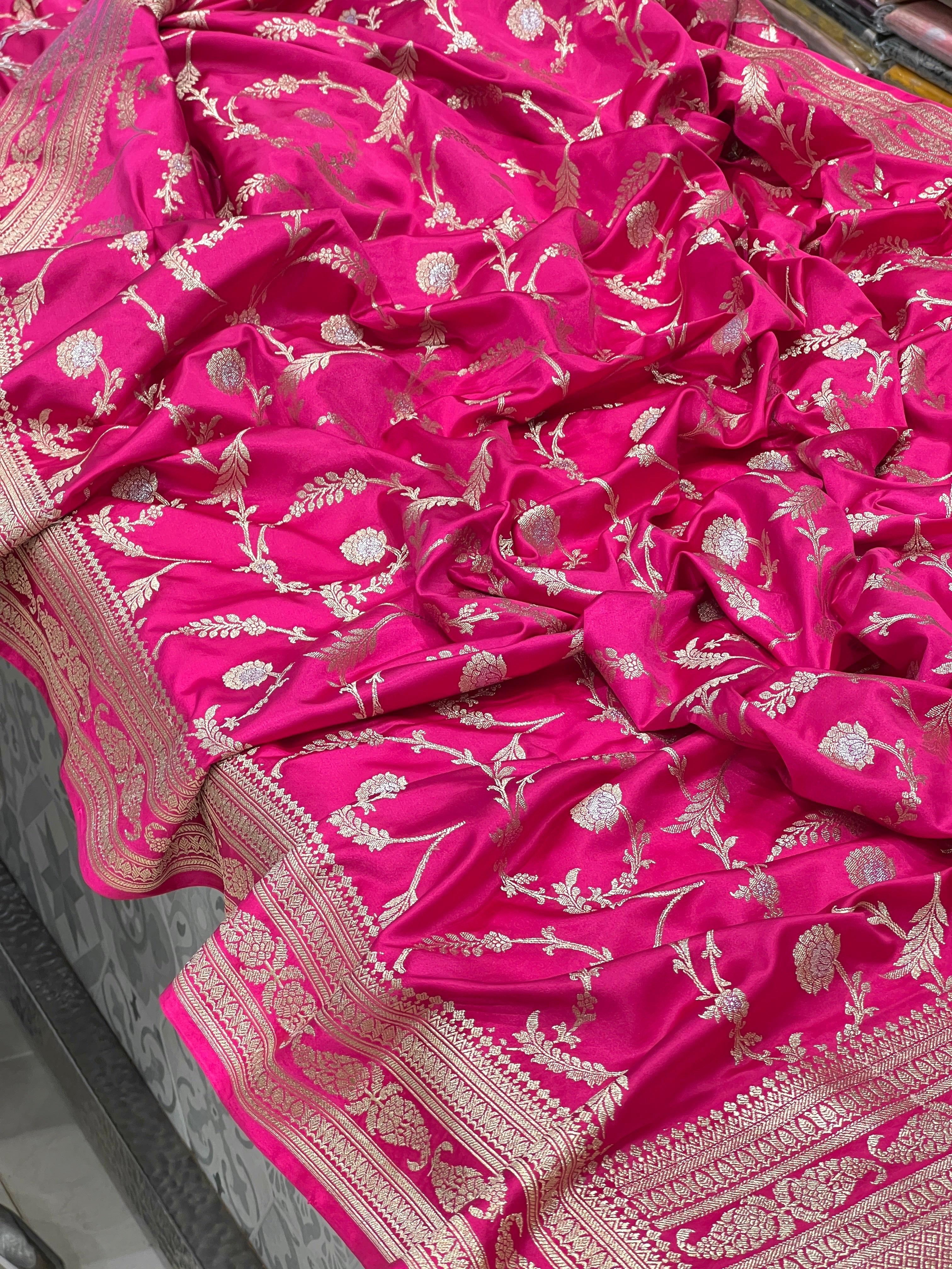 Rani Banarasi Silk Meena Jaal Saree