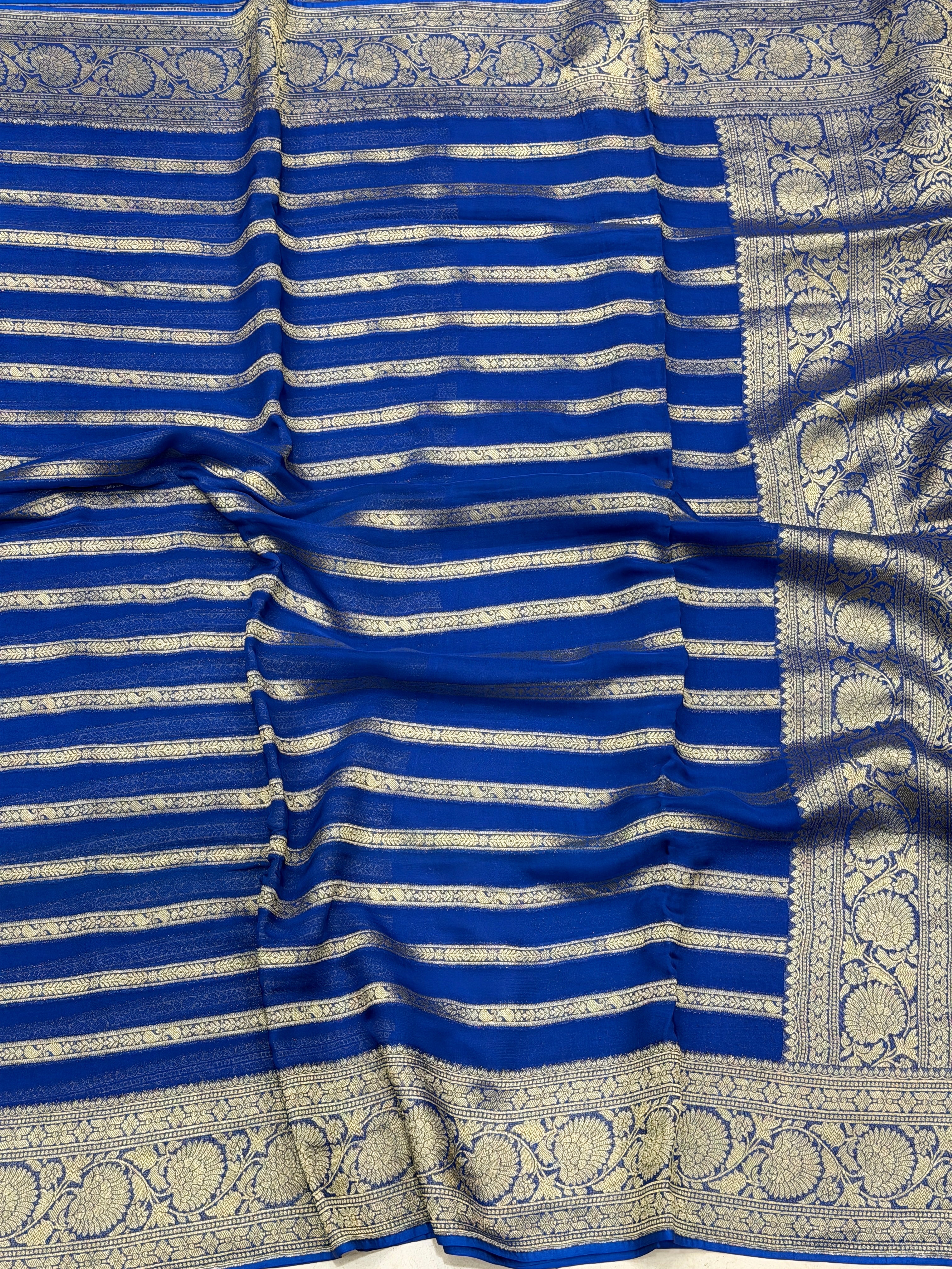 Royal Blue Contemporary Banarasi Khaddi Georgette Saree