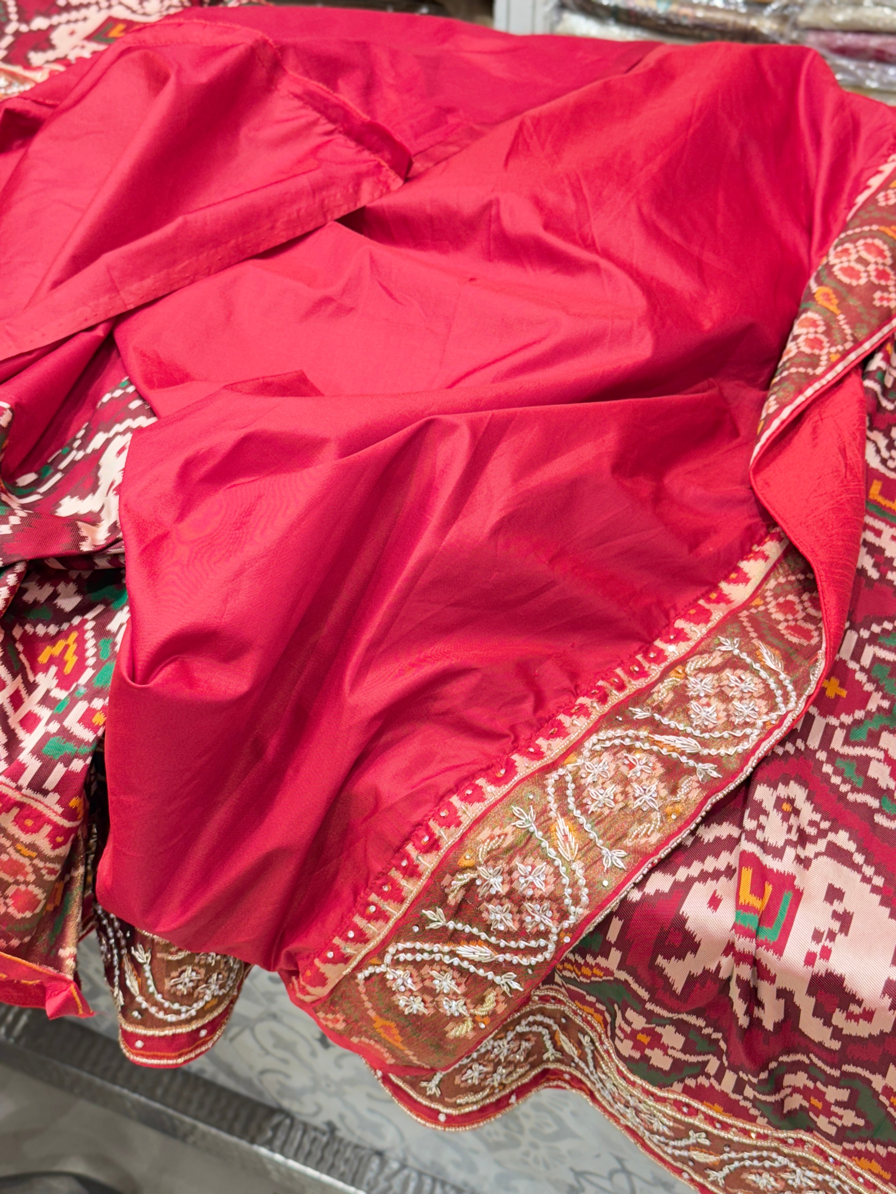Maroon Patola Zardosi Embroidery Saree