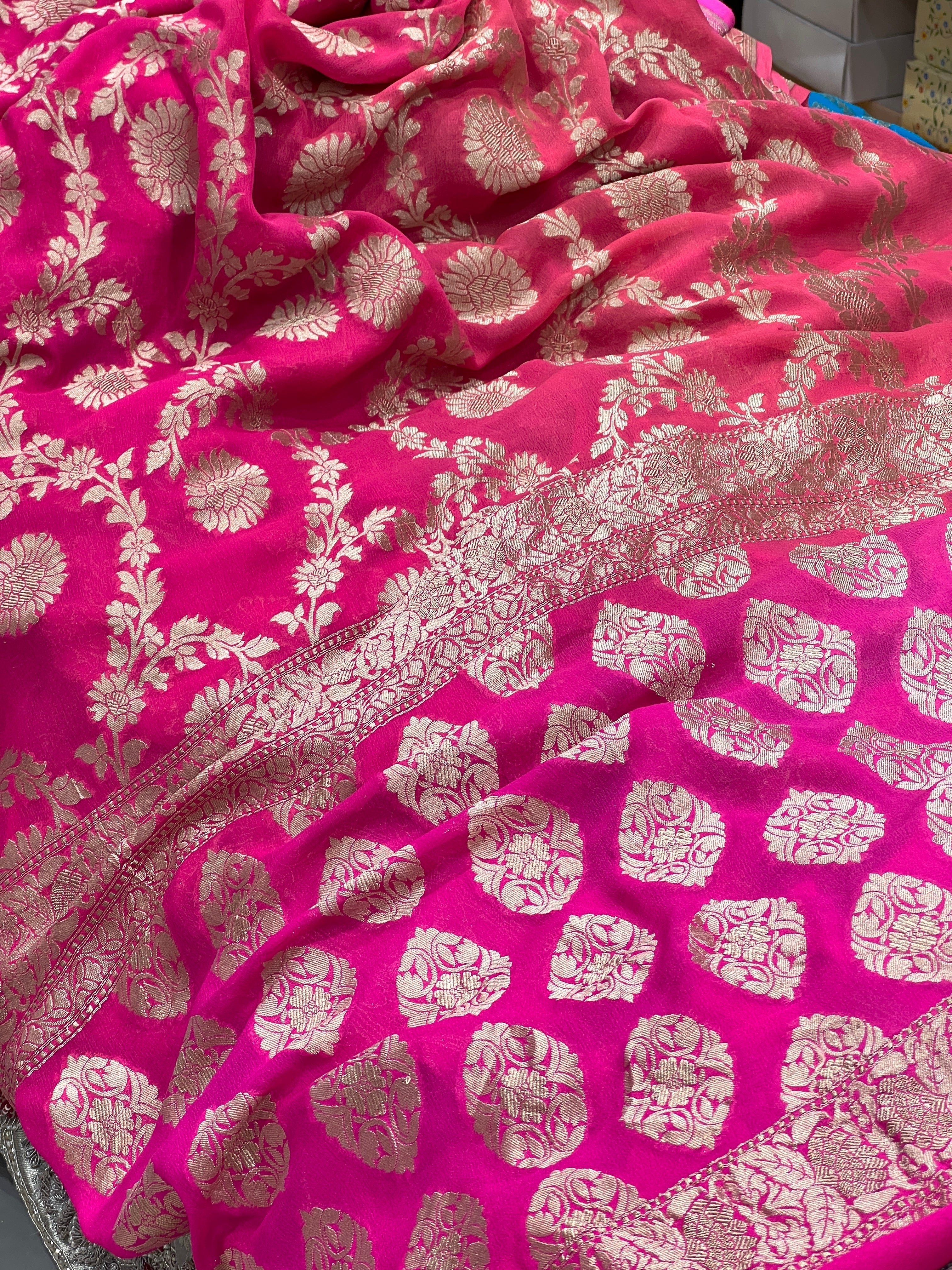 Shaded Handloom Georgette Jaal Saree