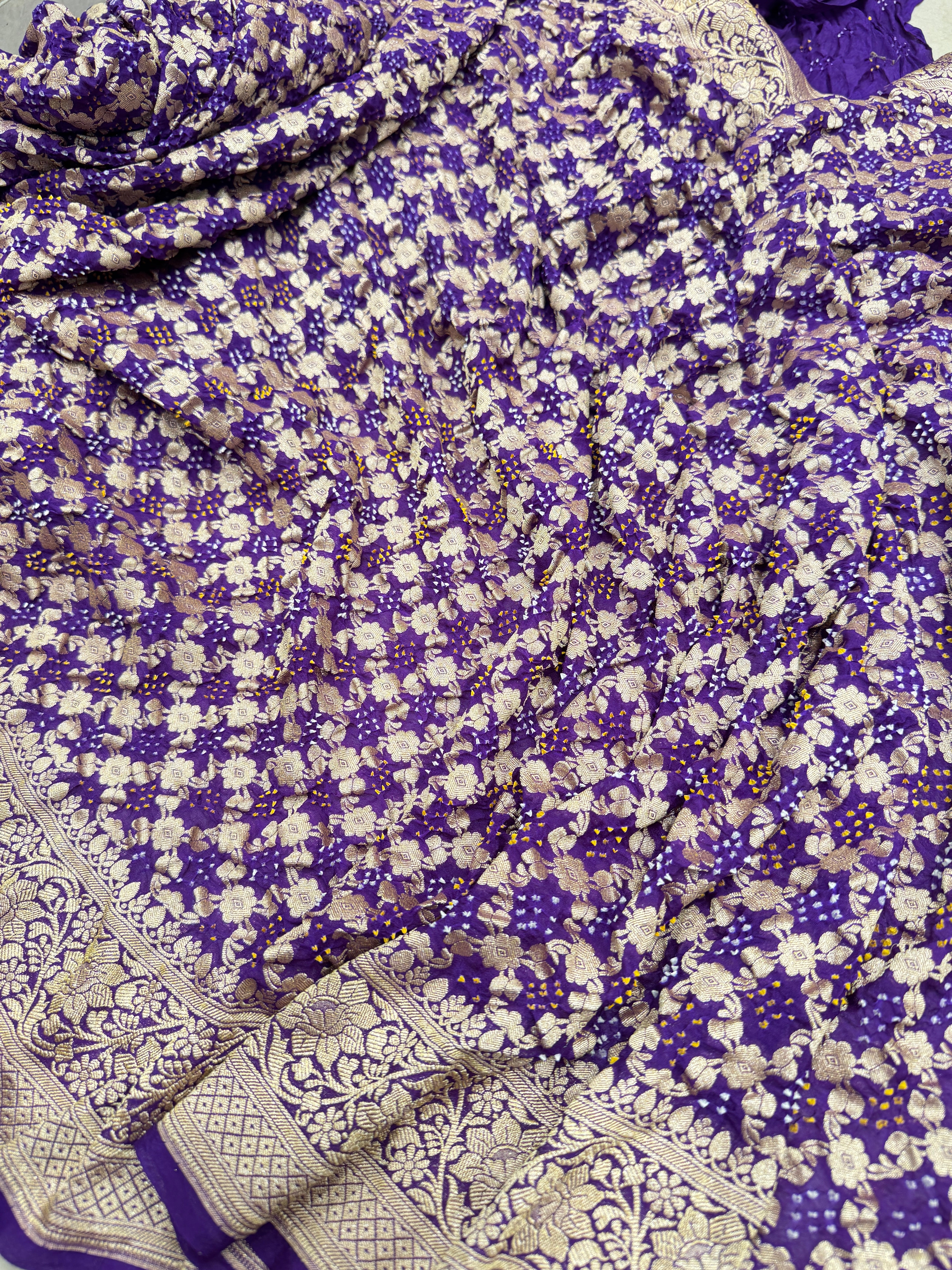 Violet Bandhej Bandhini Saree