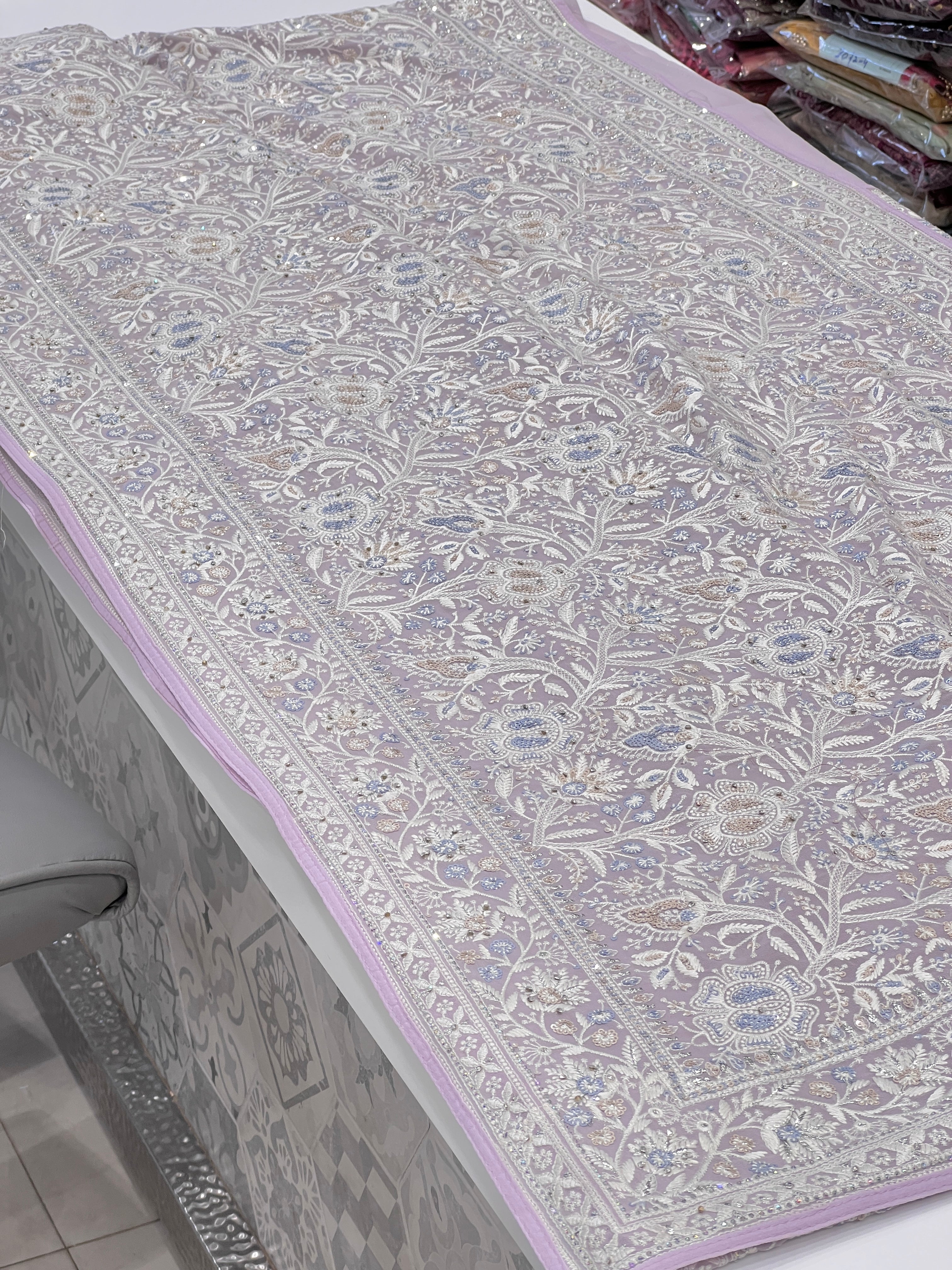 Lilac Chikankari Saree