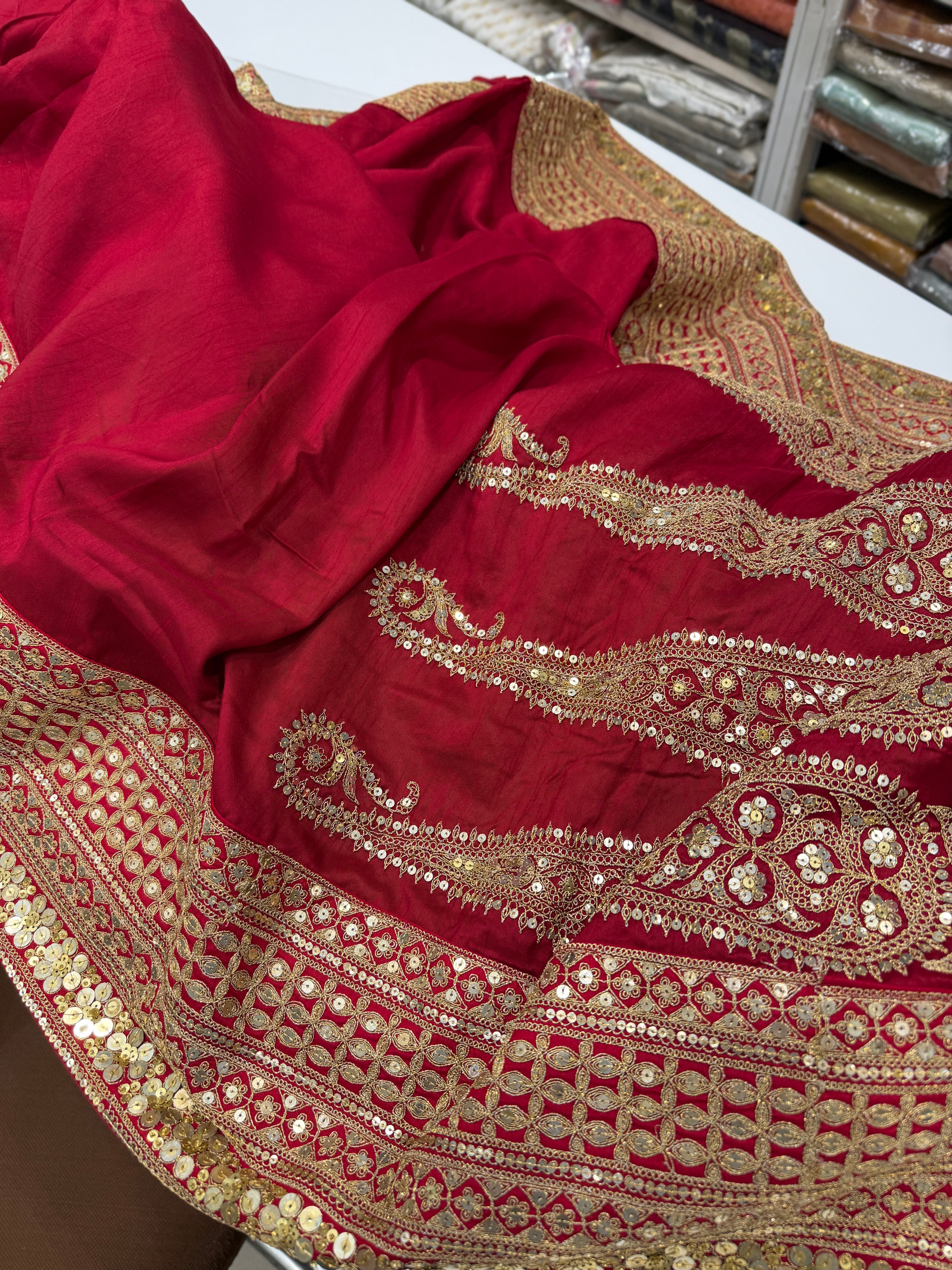 Maroon Marodi Embroidery Pure Silk Saree Plain and Border