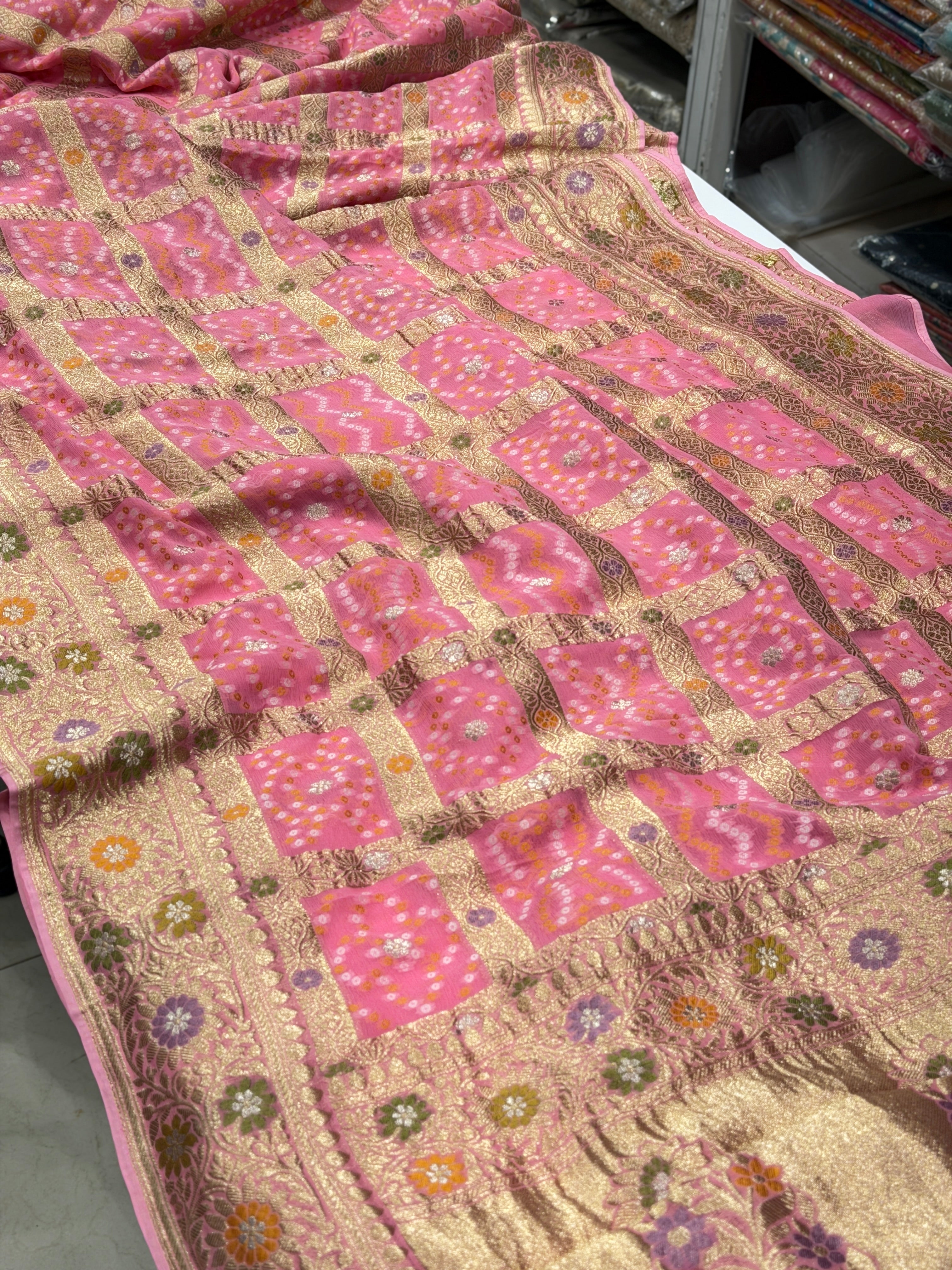 Light Pink Meenakari Gharchola Georgette Saree