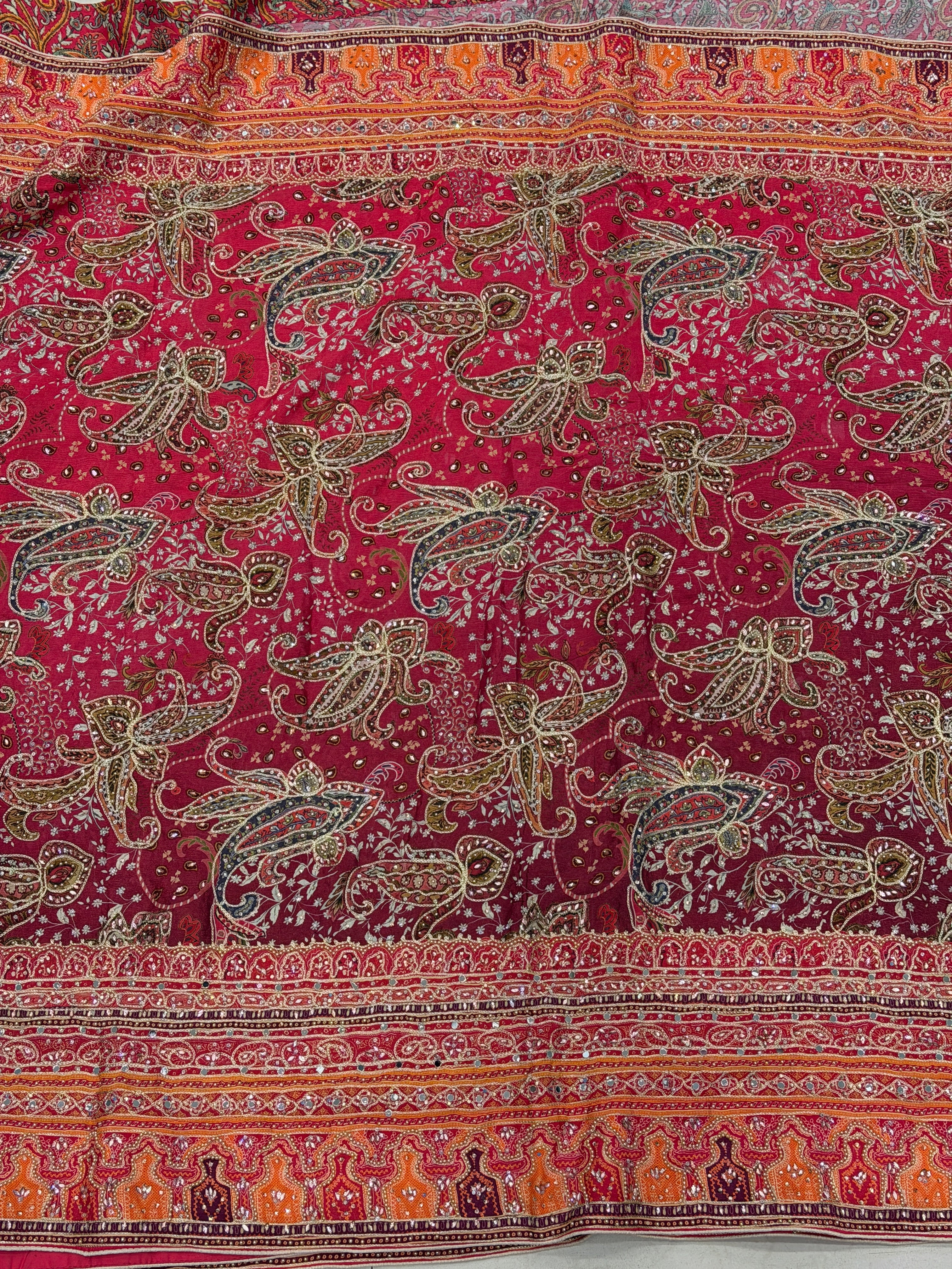 Shaded TT Inspired Chiffon Real Mirror Hand Embroidery Saree