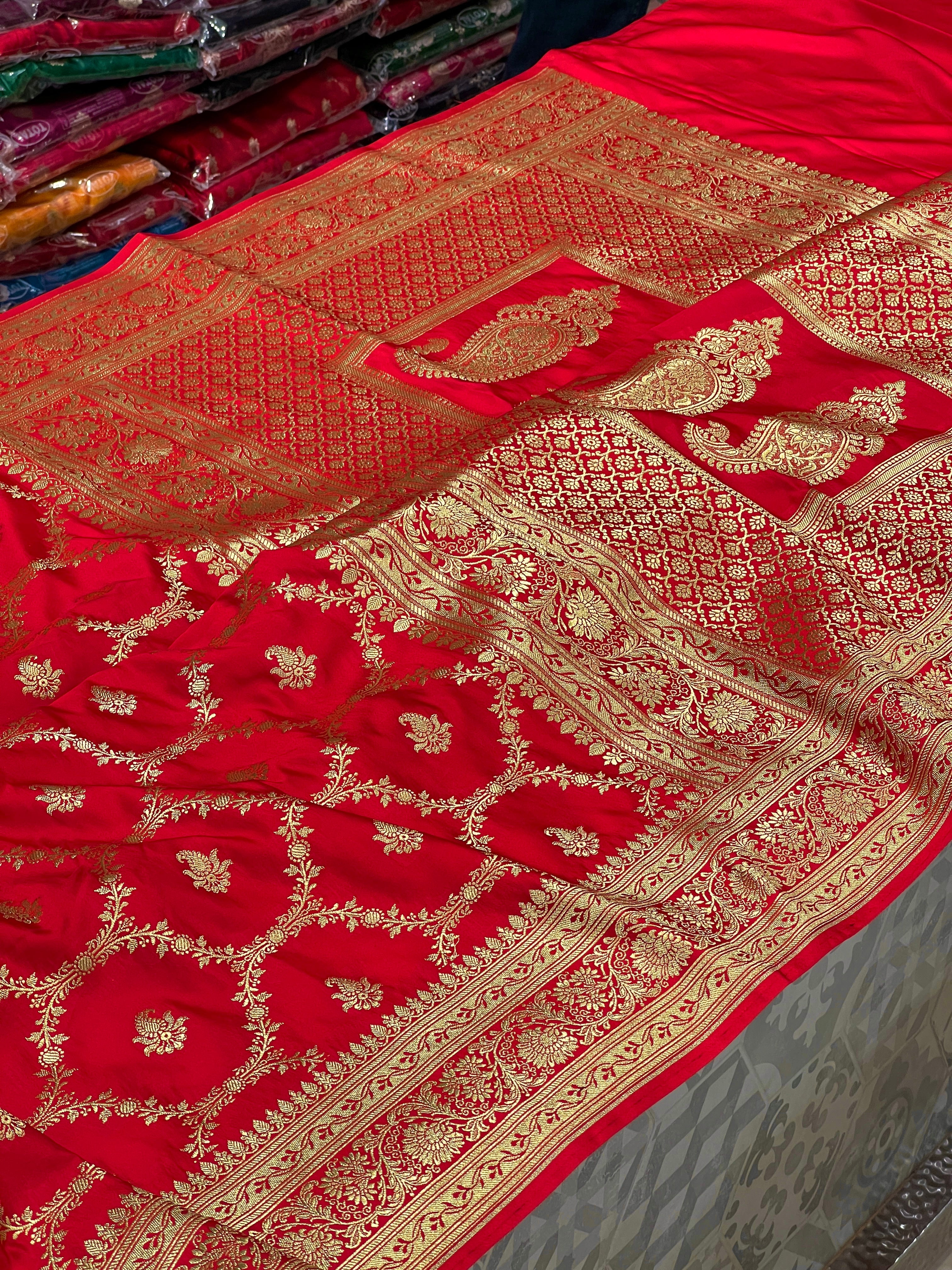 Red Banarasi Silk Contemporary Design Saree