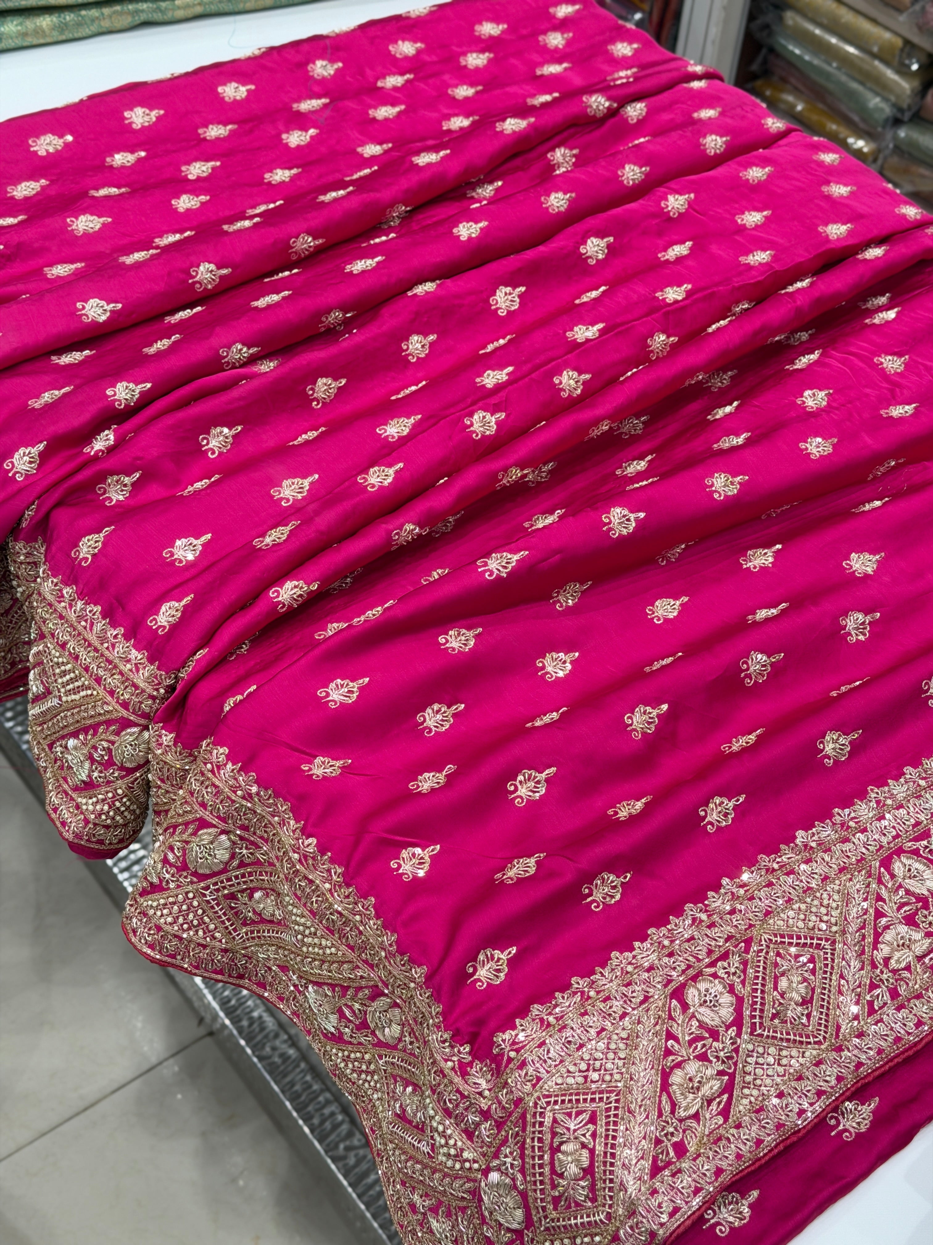 Rani Hand Embroidery Buttis Pure Satin Zardosi Embroidery