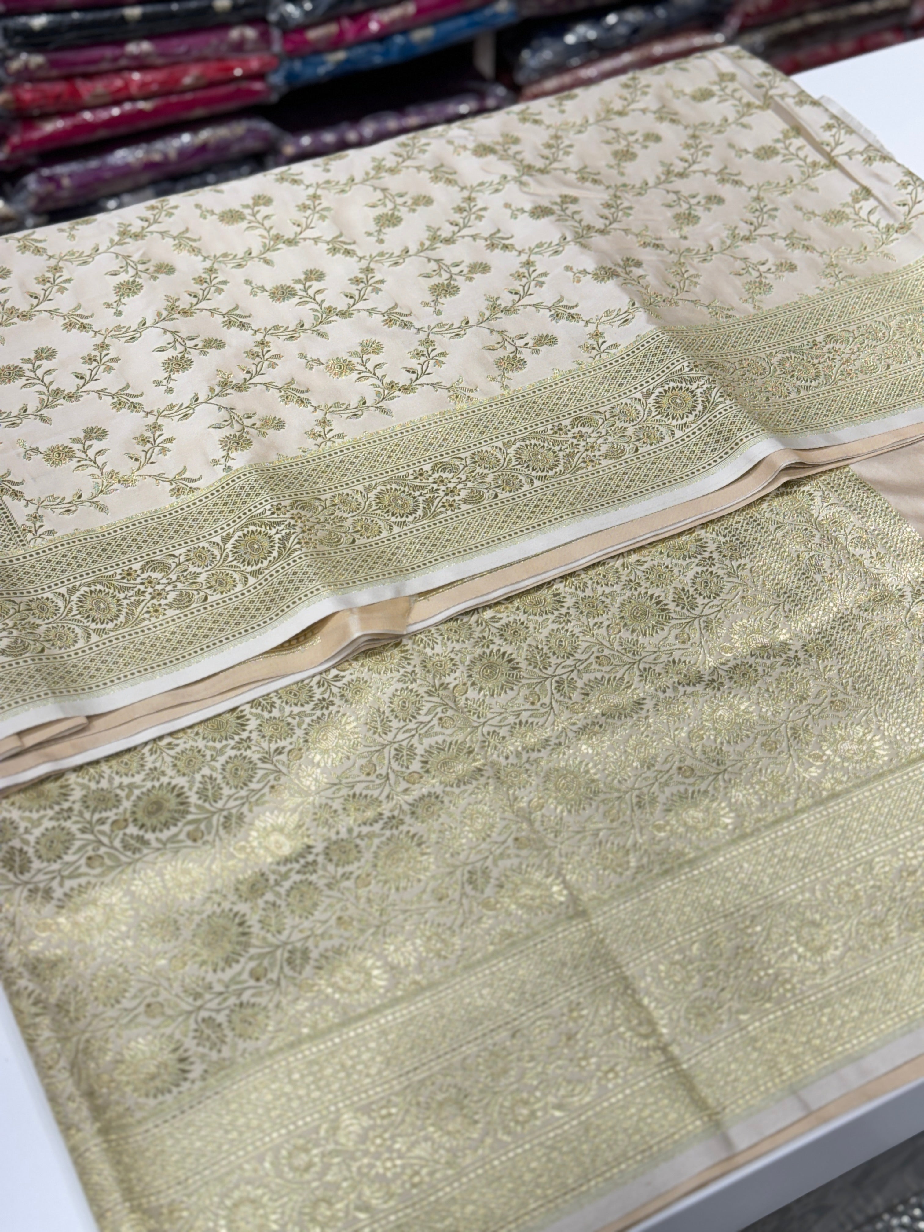 Beige Banarasi Jaal Saree