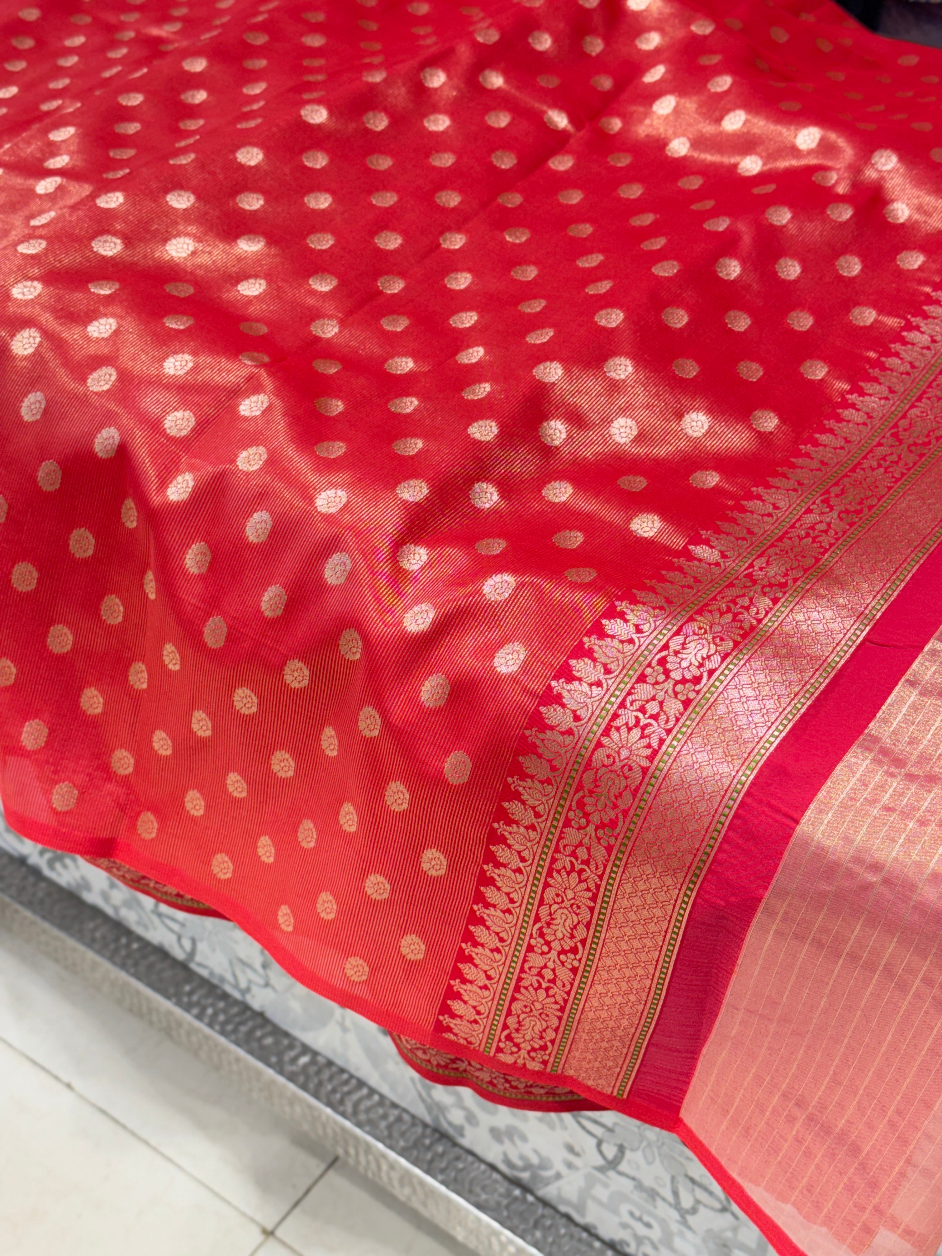 Rani Banarasi Tissue with Silk Border