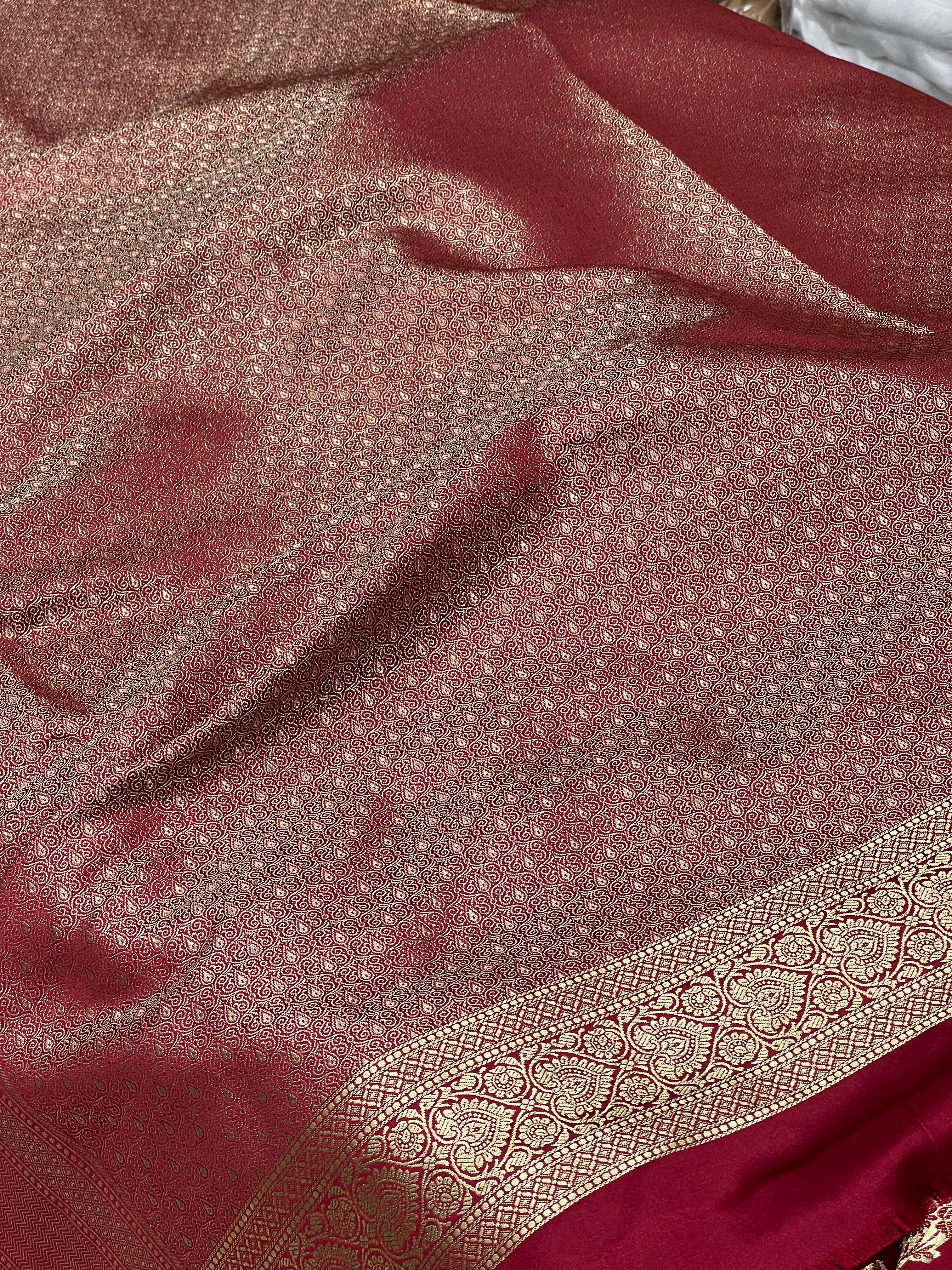 Maroon Banarasi Silk Heart Border Saree