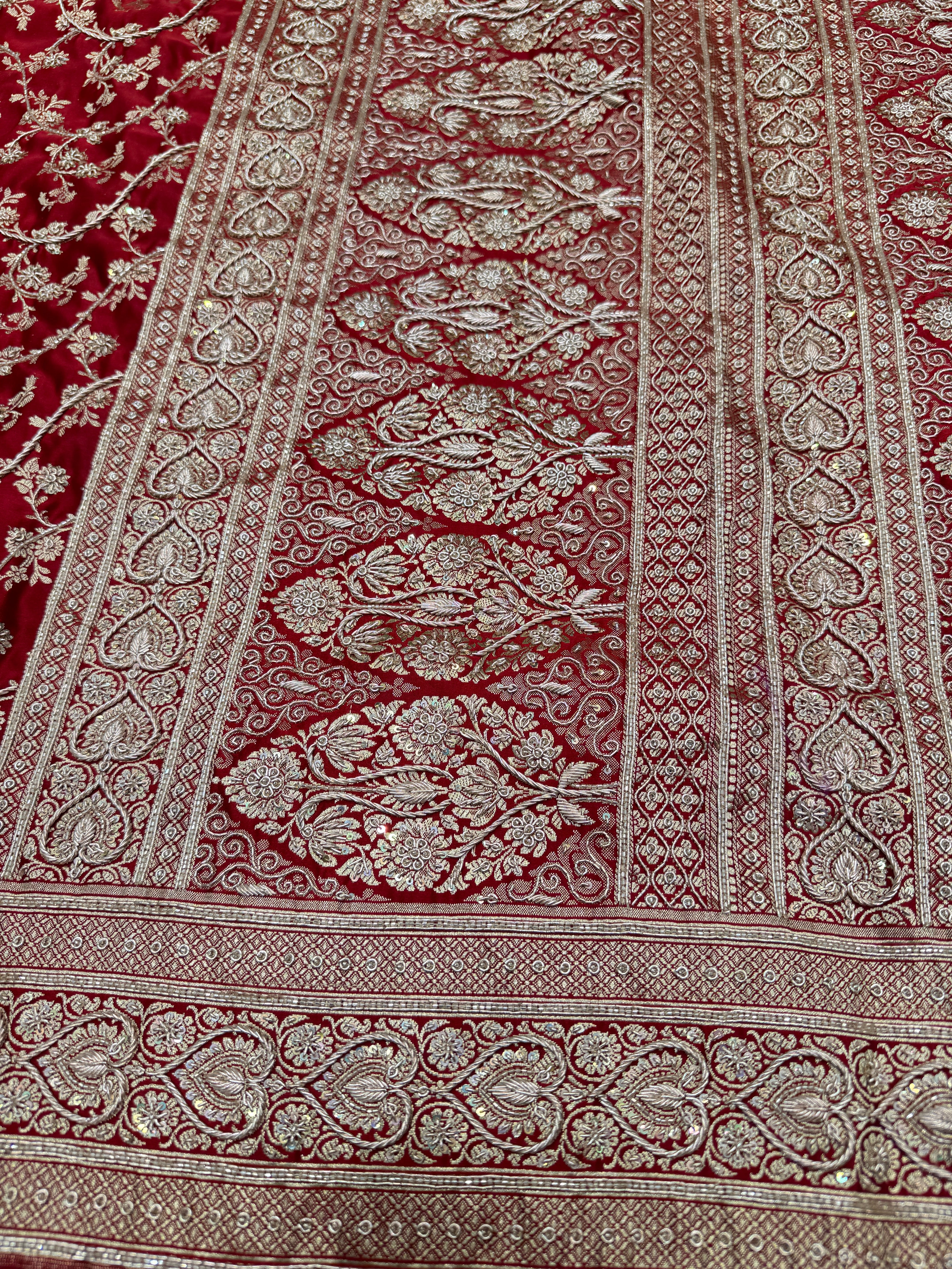 Red Banarasi Zardosi Jaal Saree