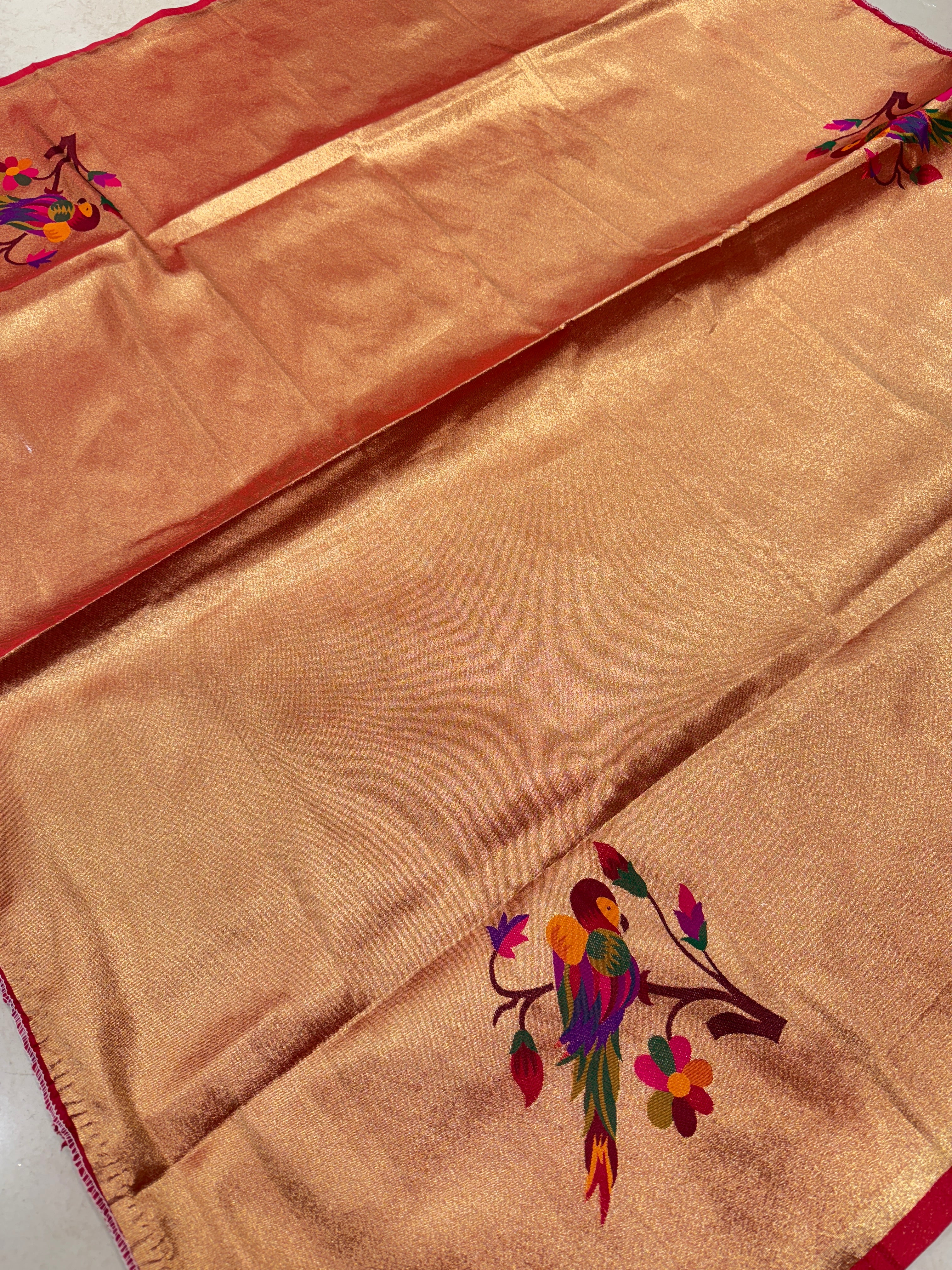 Tissue Paithani Blouse Piece Parrot