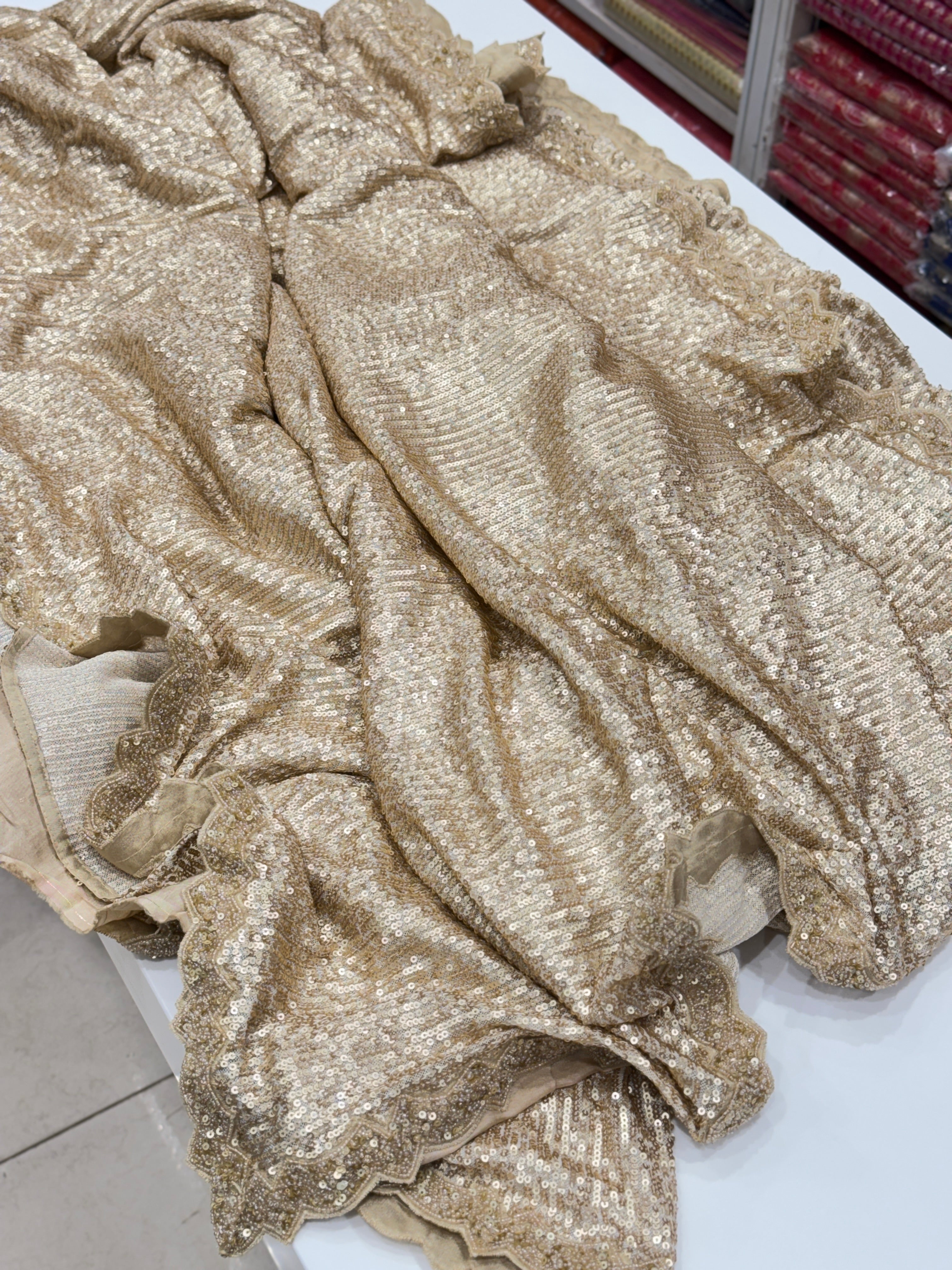 Champagne Gold Sequin Saree