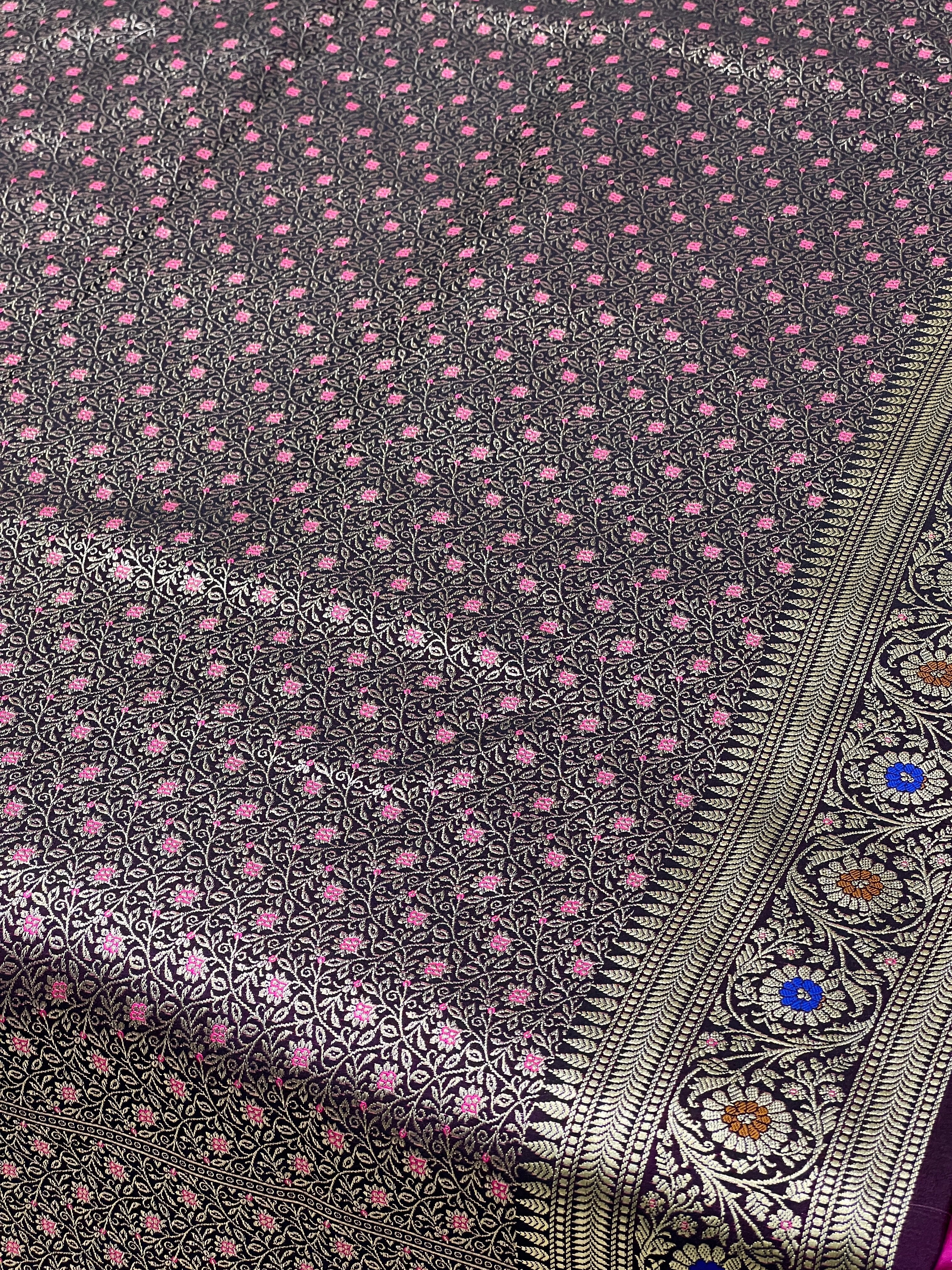 Wineish Purple Banarasi Meenakari Jaal Saree