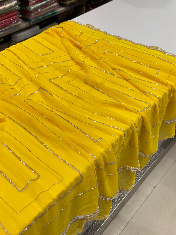 Yellow Georgette Embroidery Saree