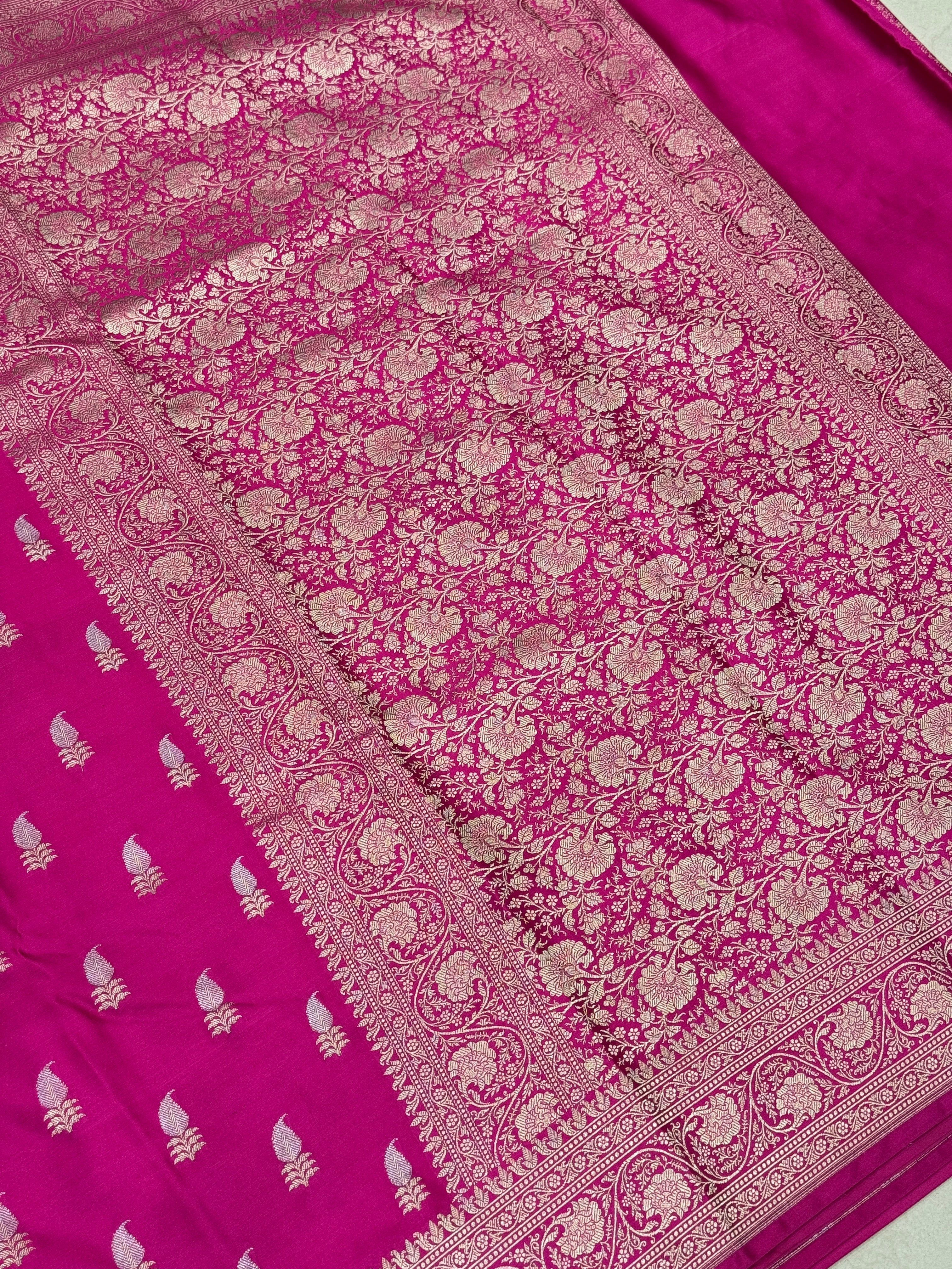 Rani Pink Banarasi Silk Sona Roopa Buttis Saree