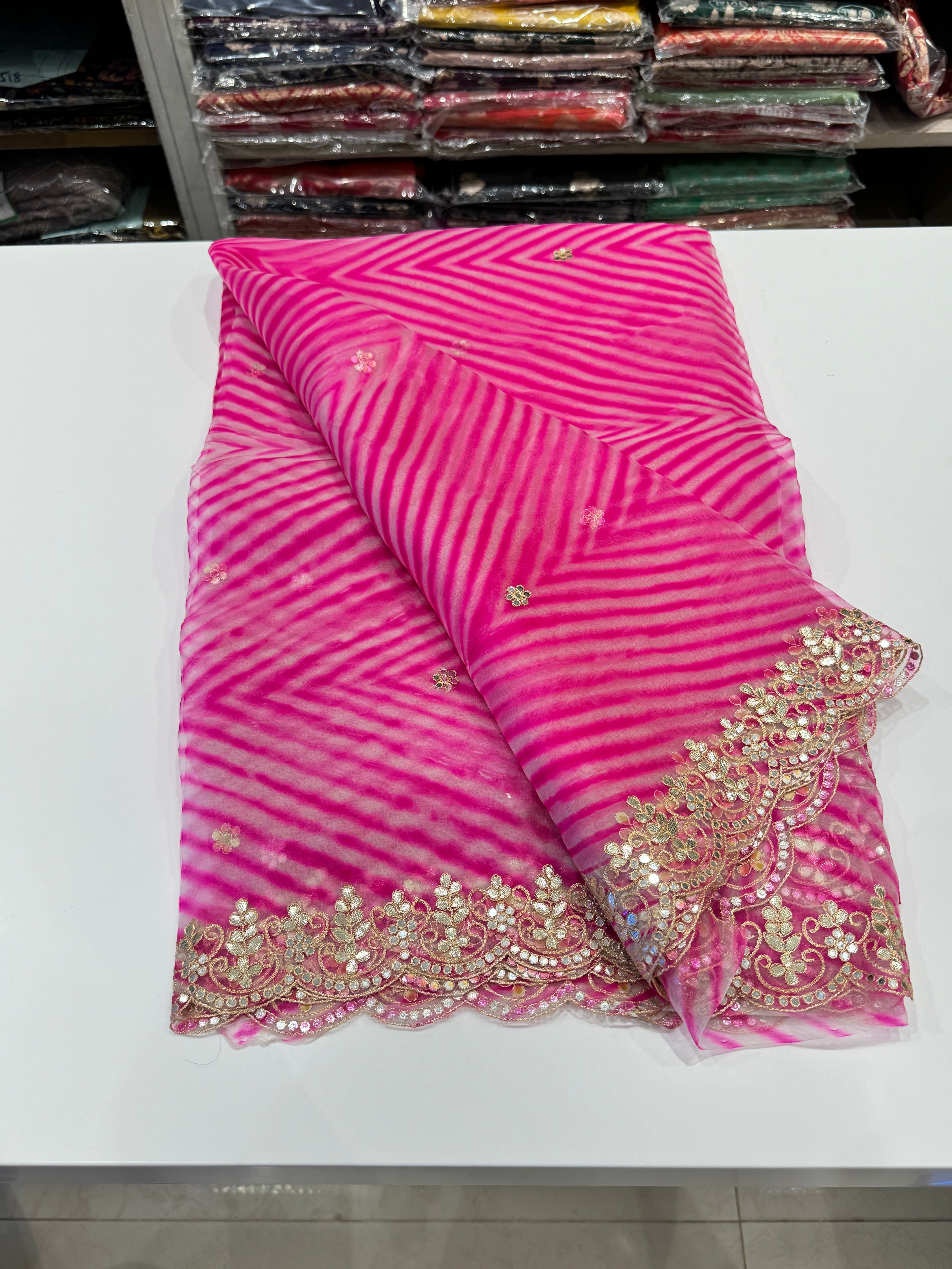 Rani Pink Leheriya Saree