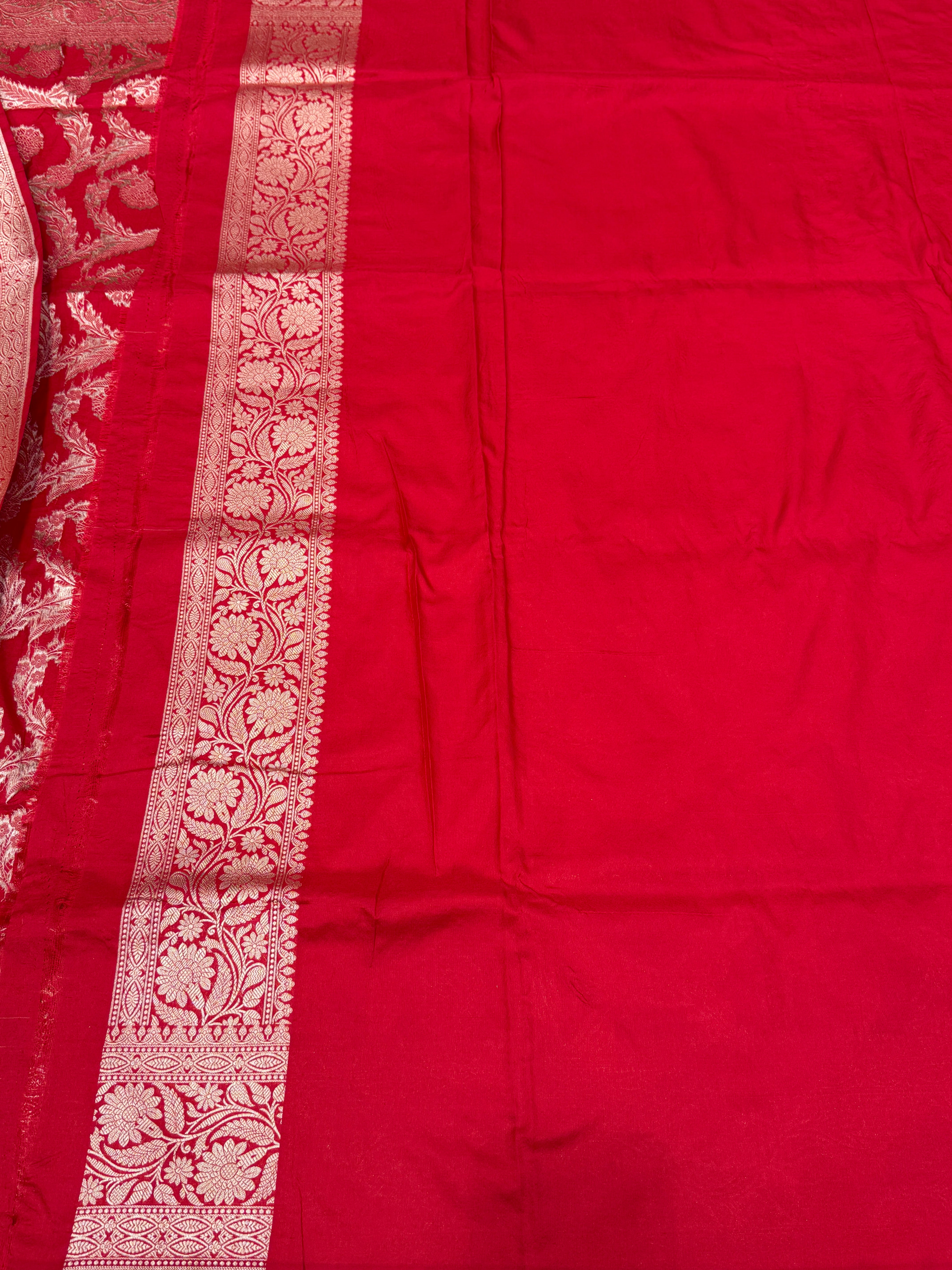 Red Jaal Weaved Banarasi Handloom Katan Silk Saree