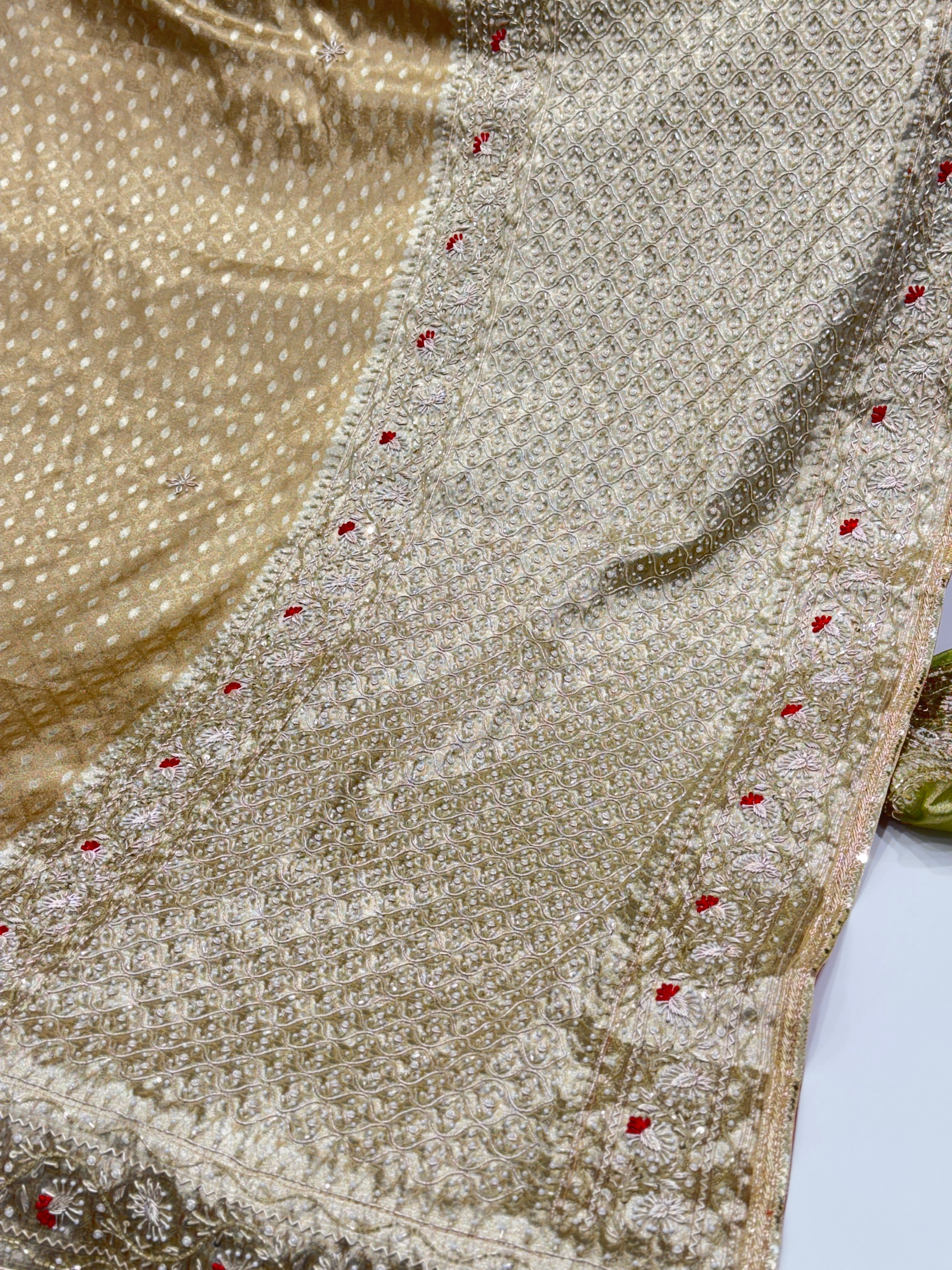 Golden Banarasi Tissue Zardosi Resham Saree