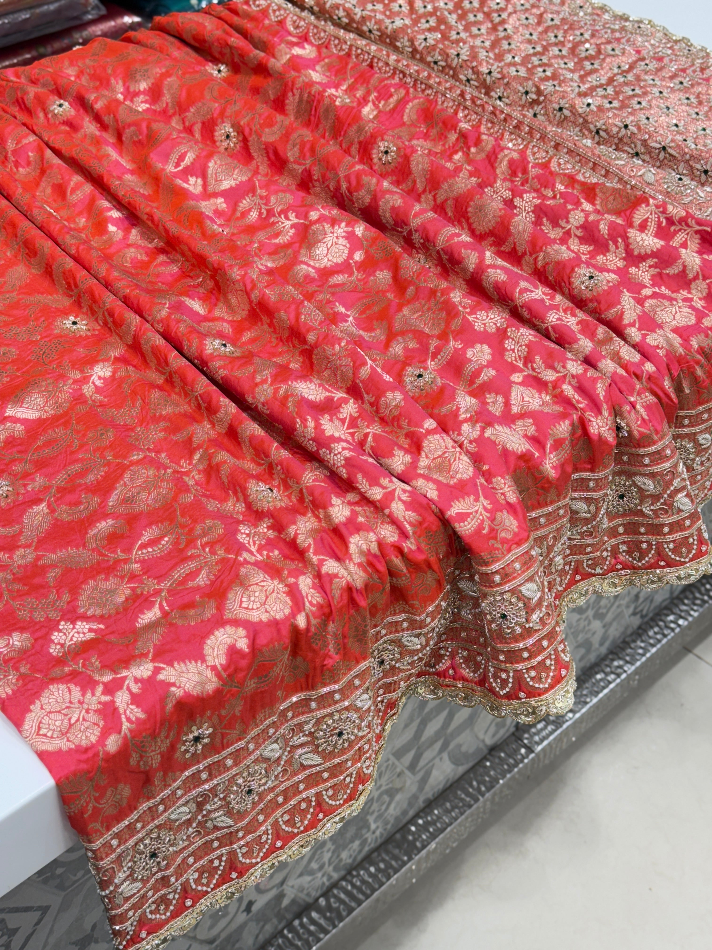 Dhupchav Katan Zardosi Embroidery Saree