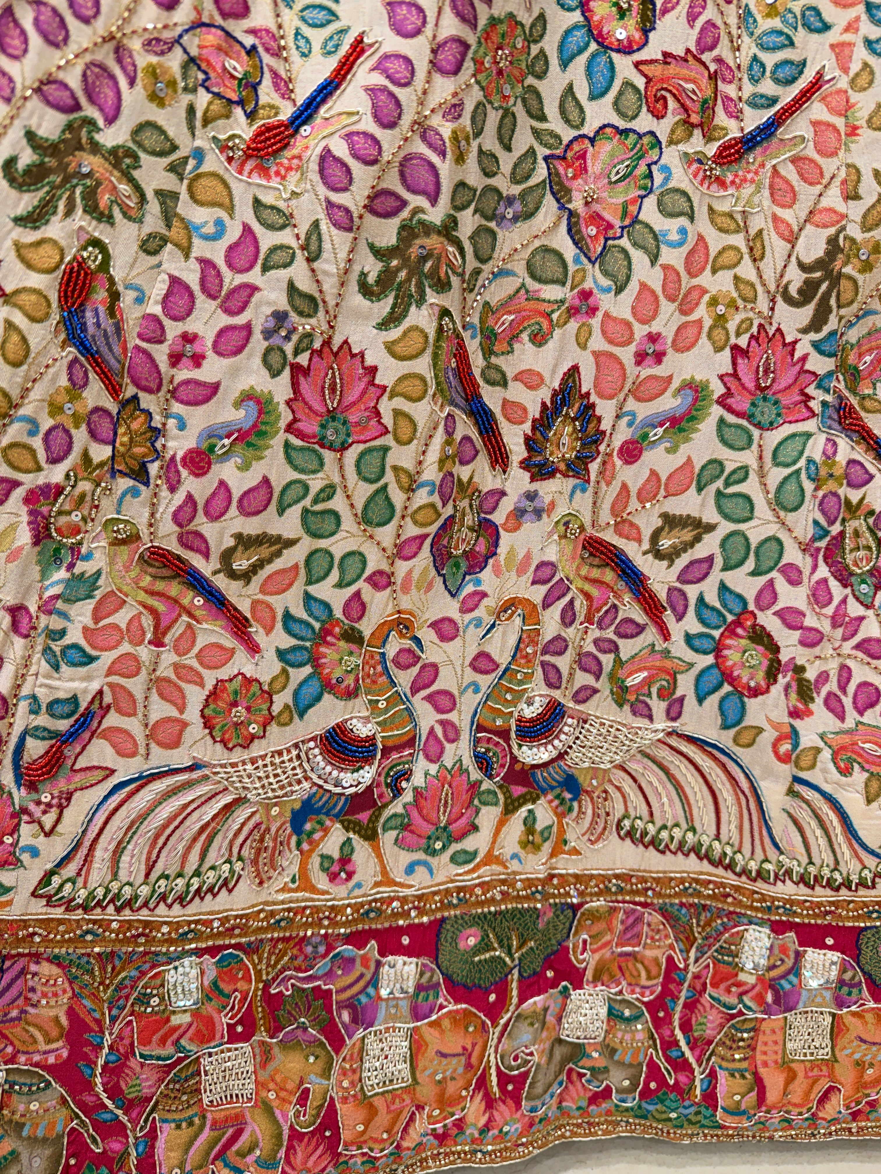 Beige Pashmina Hand Embroidery Skirt and Dupatta Pair