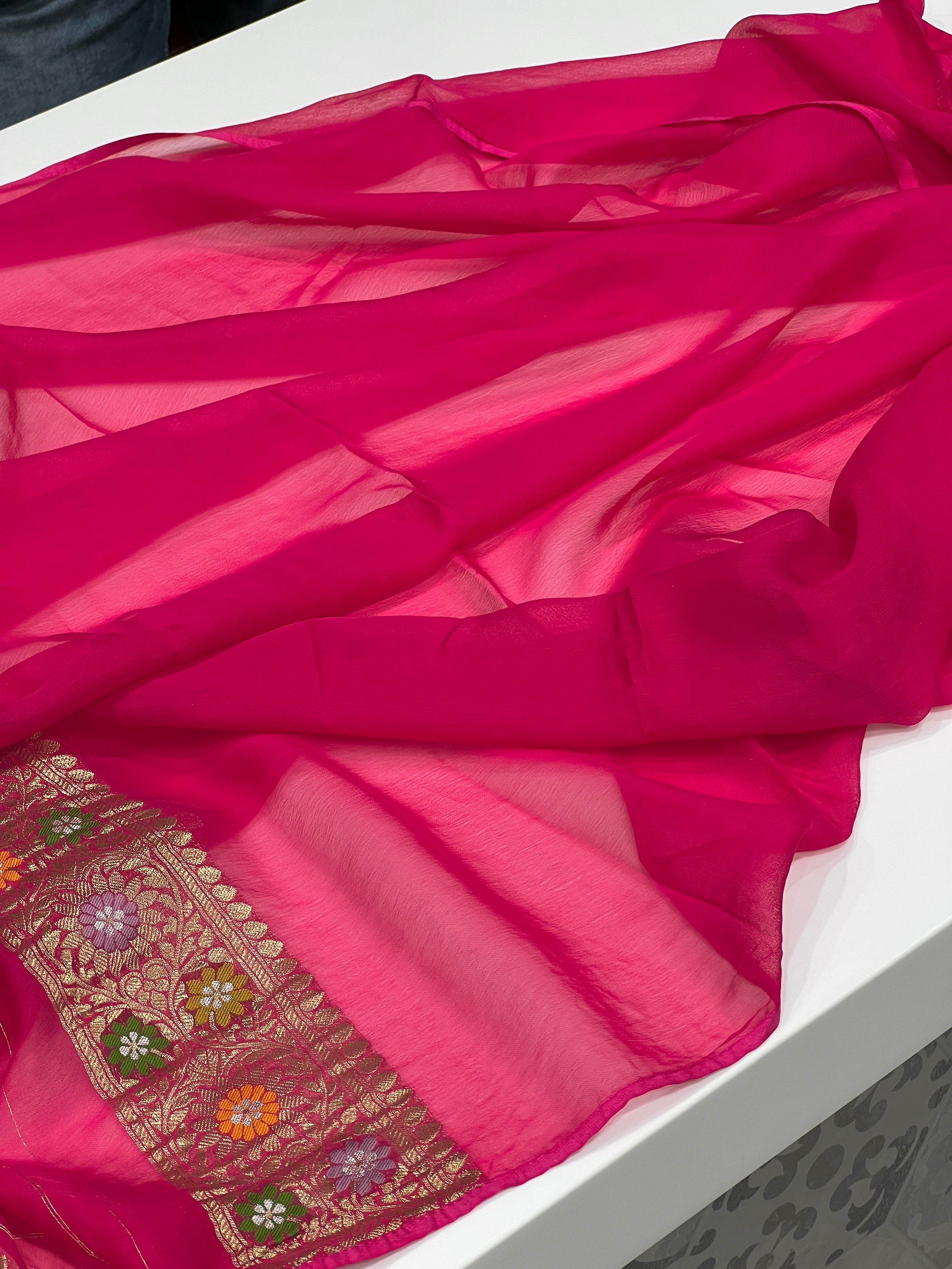 Rani Gharchola Saree with Meenakari