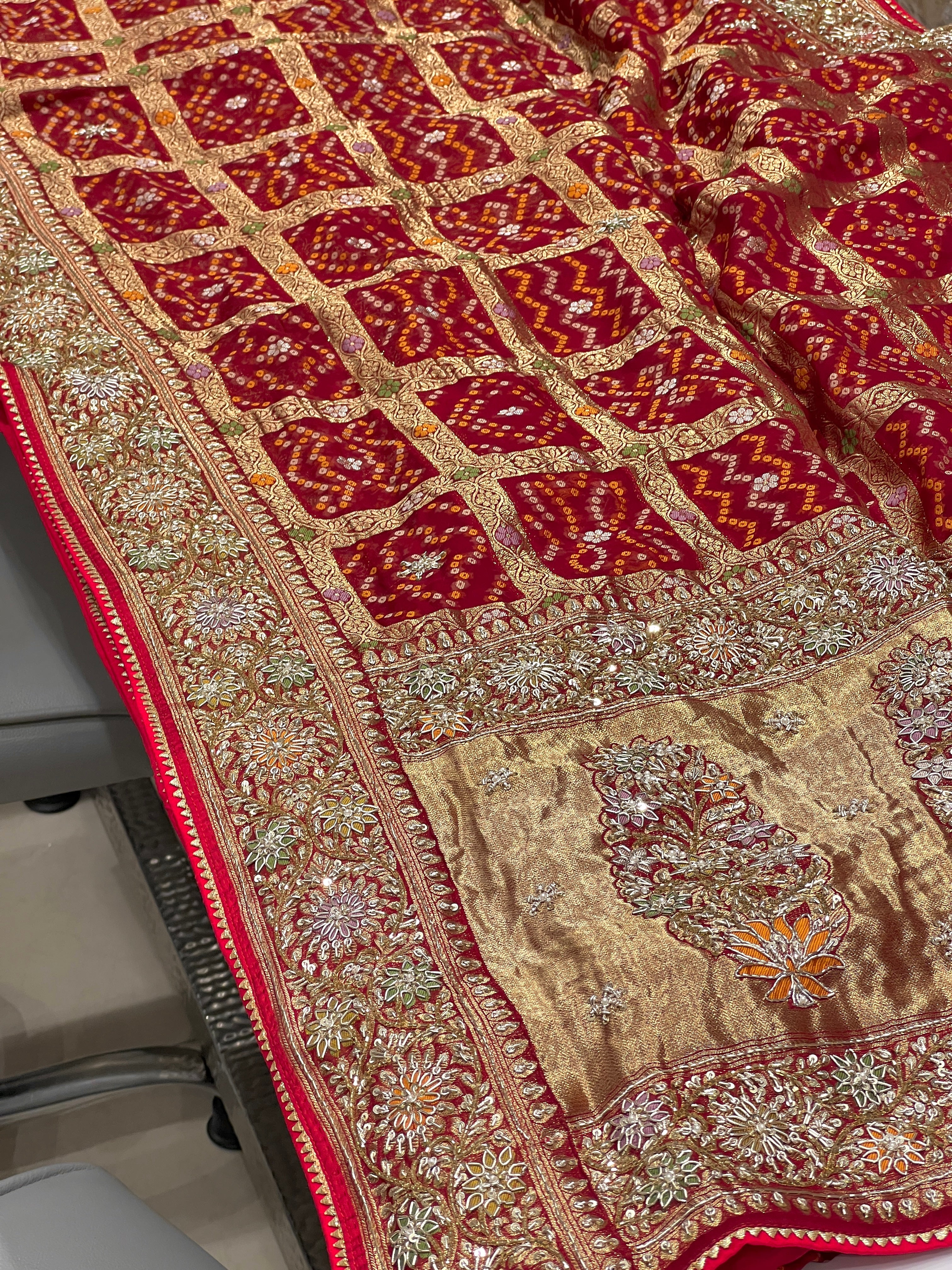 Red Gharchola 2.0 Zardozi Hand Embroidery Saree