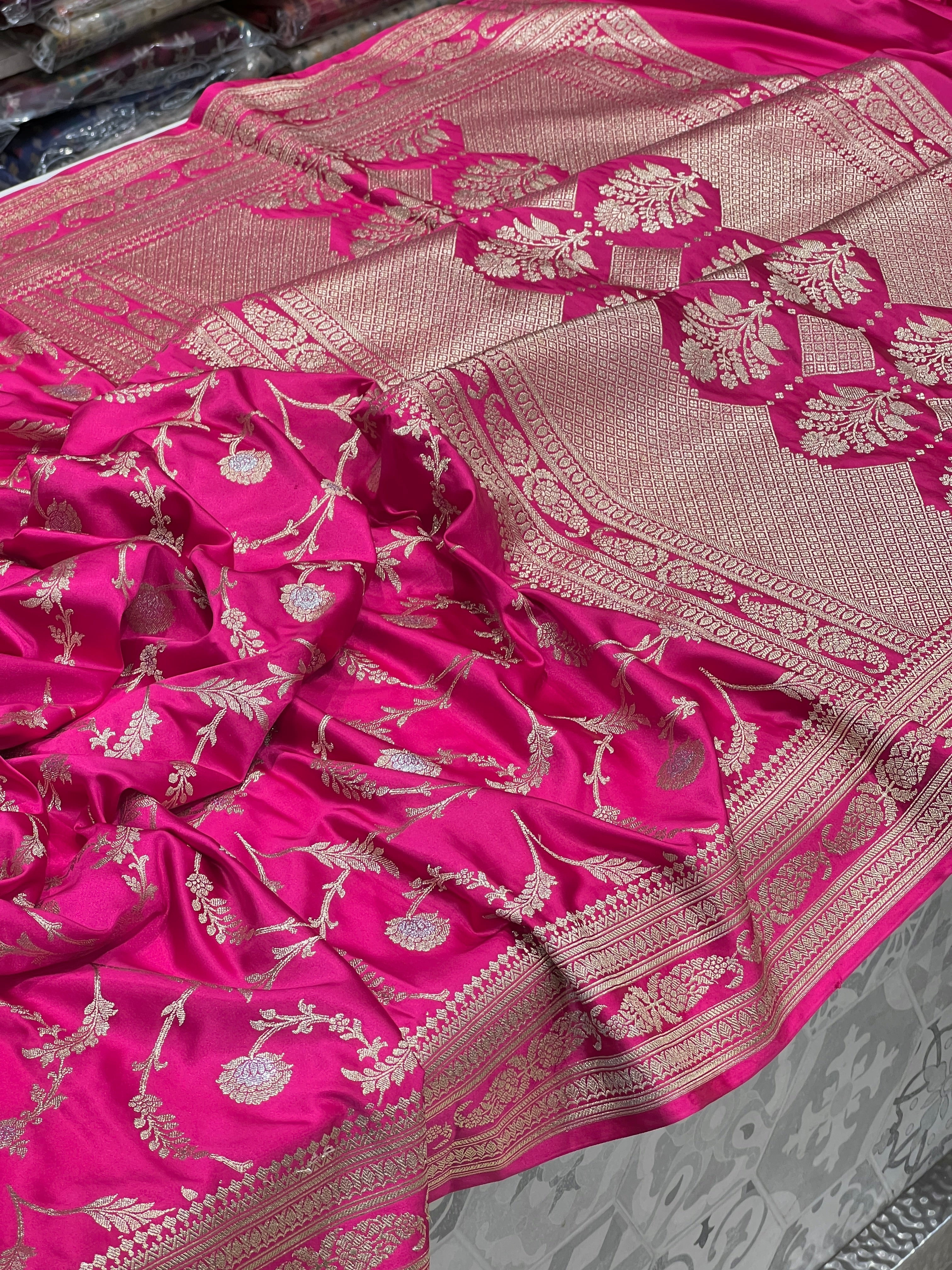 Rani Banarasi Silk Meena Jaal Saree