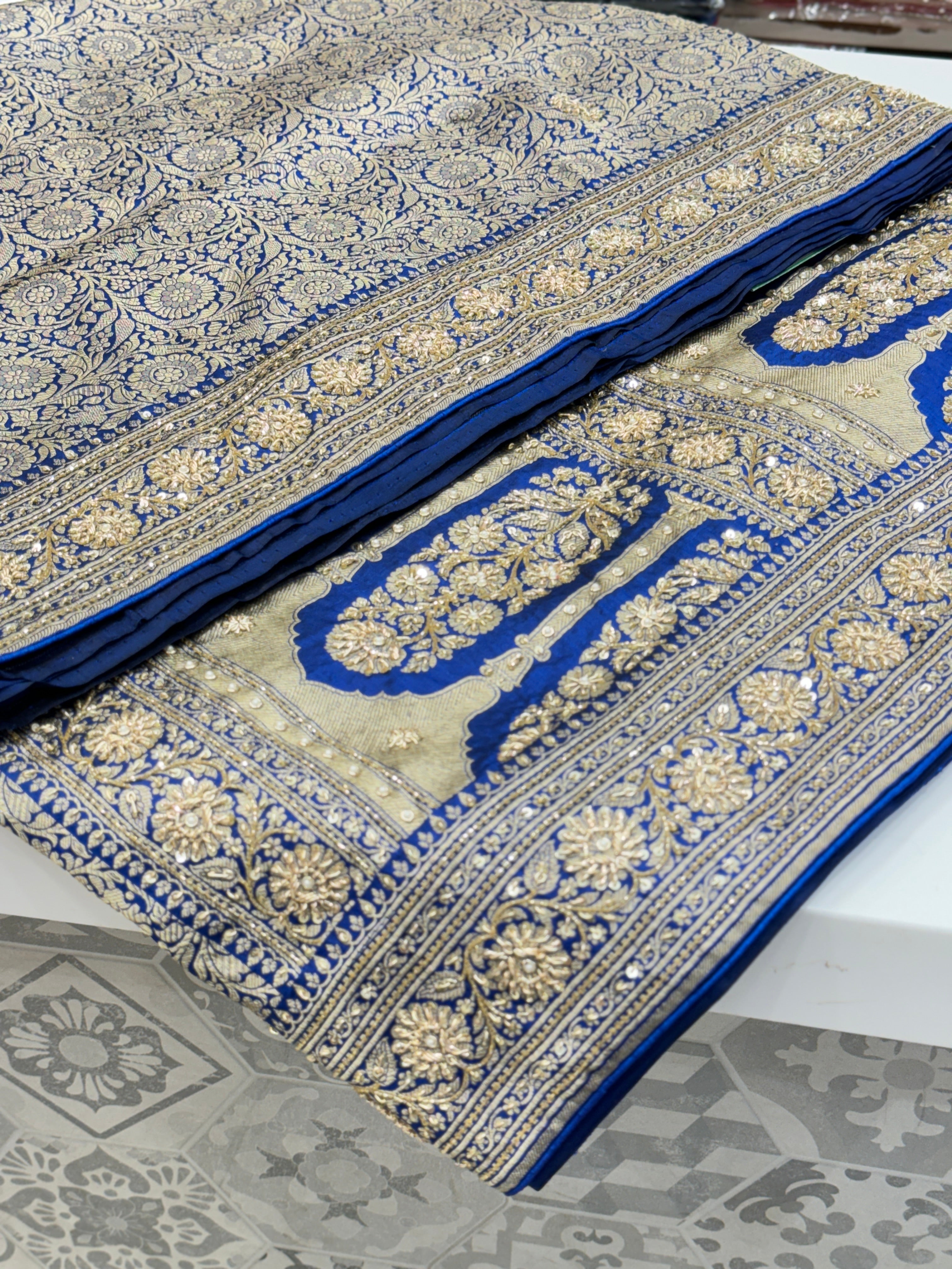 Blue Katan Zardosi Banarasi Saree