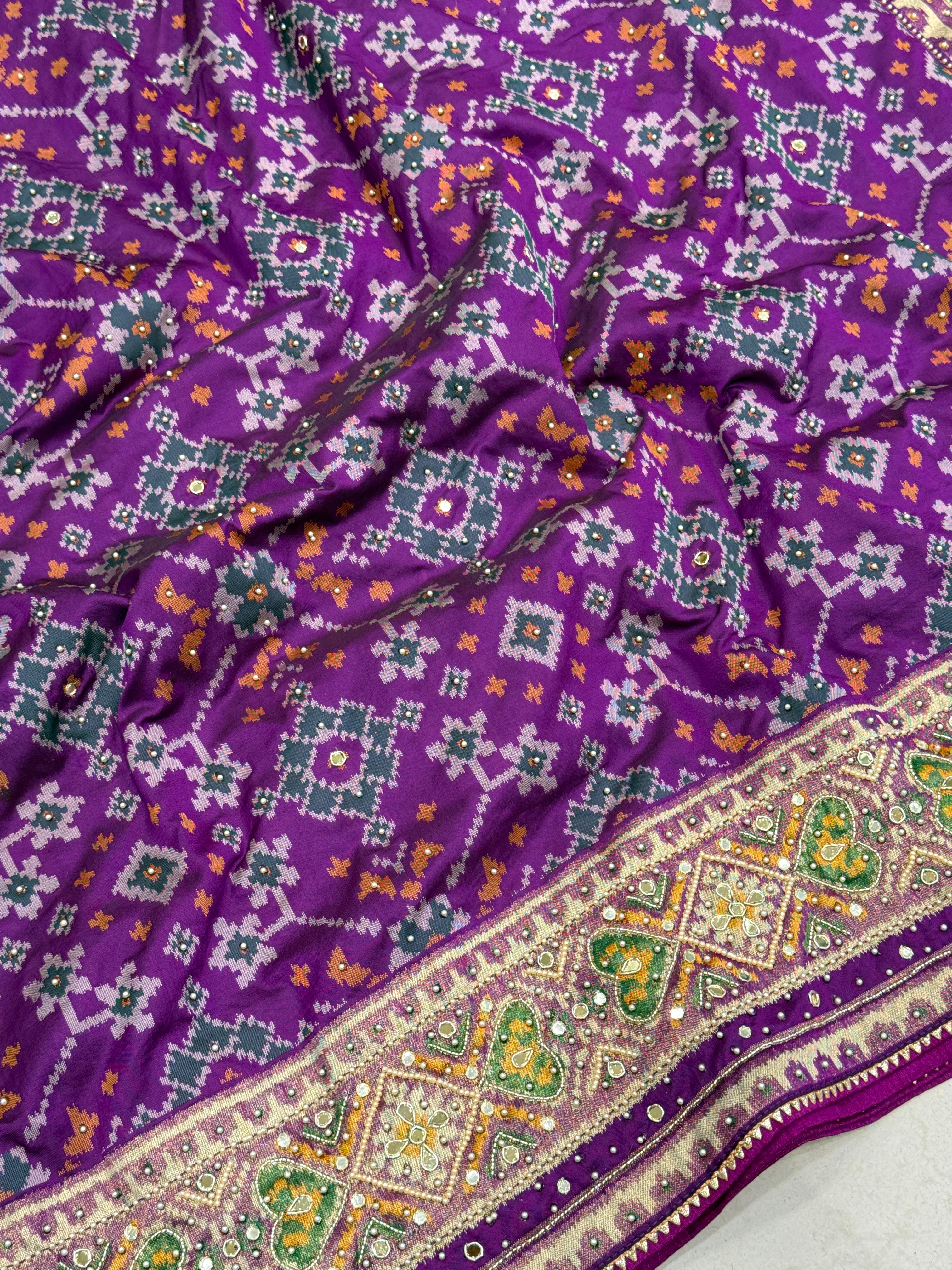 Violet Patola 2.0 Moti Hand Embroidery Saree