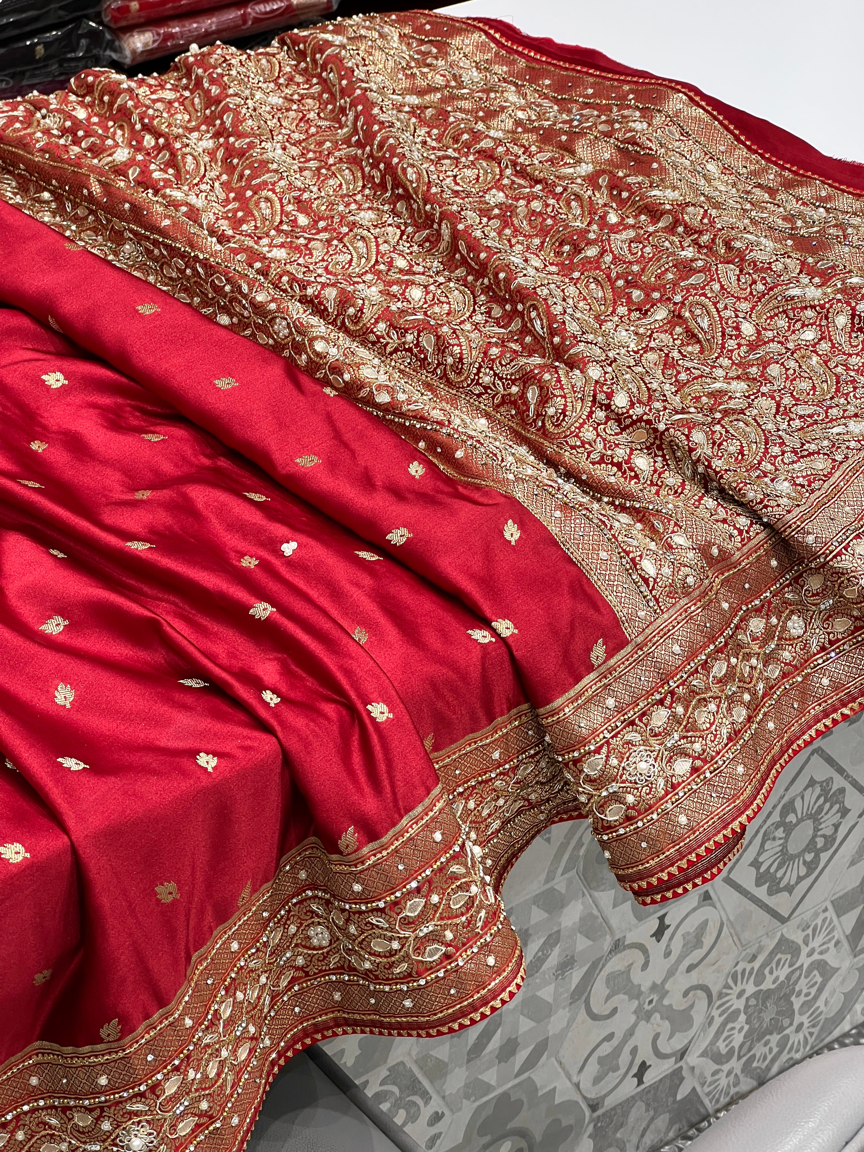 Maroon Banarasi Butti Hand Embroidery Saree