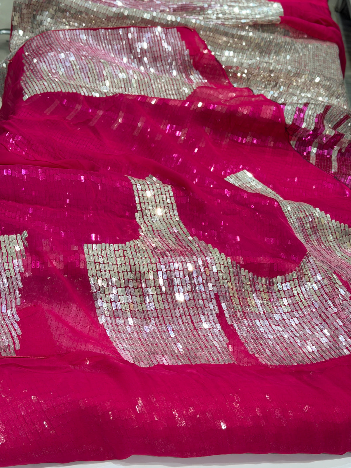 Manish Malhotra Inspired Rani Pink Sequin Saree