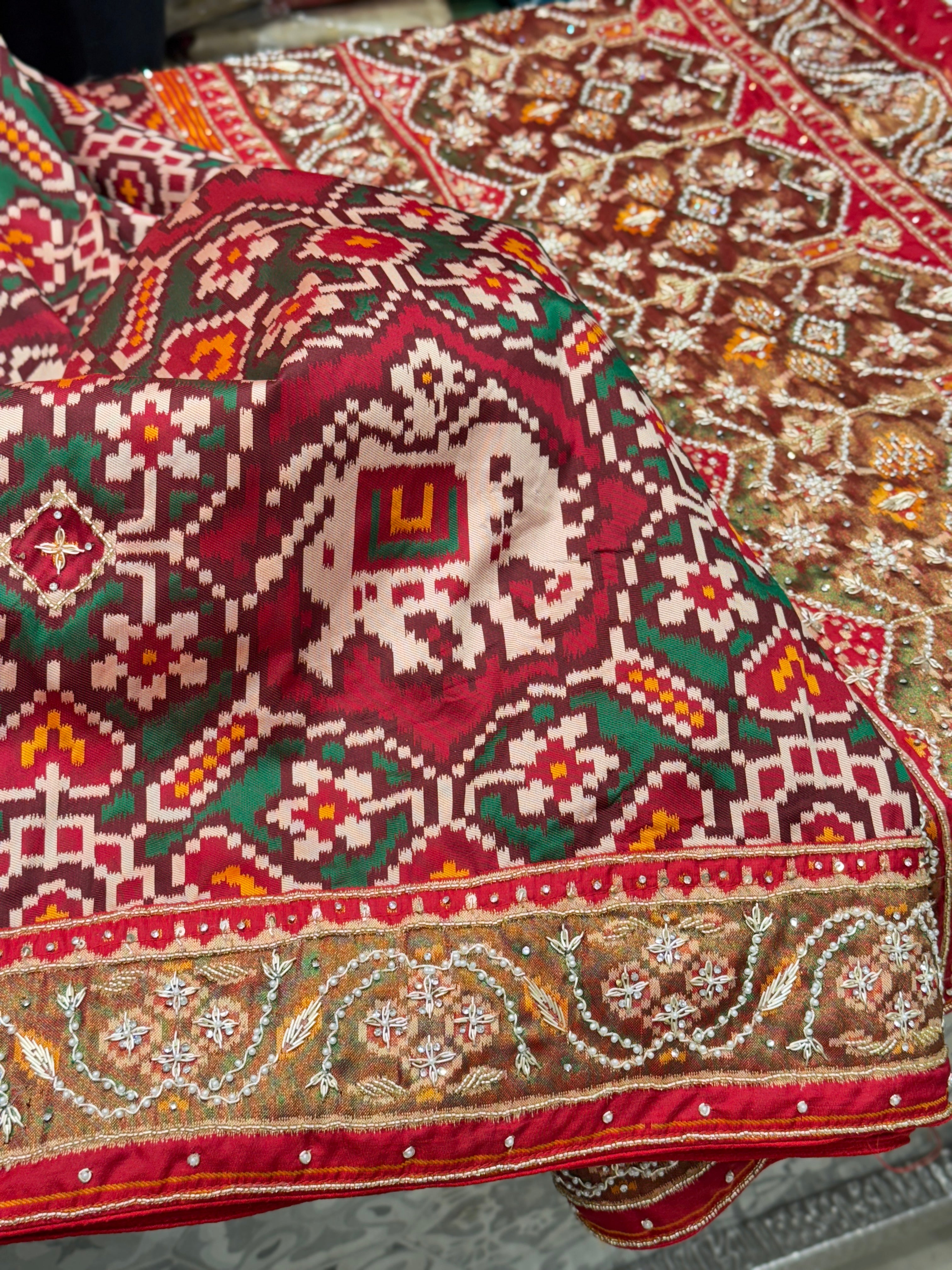 Maroon Patola Zardosi Embroidery Saree
