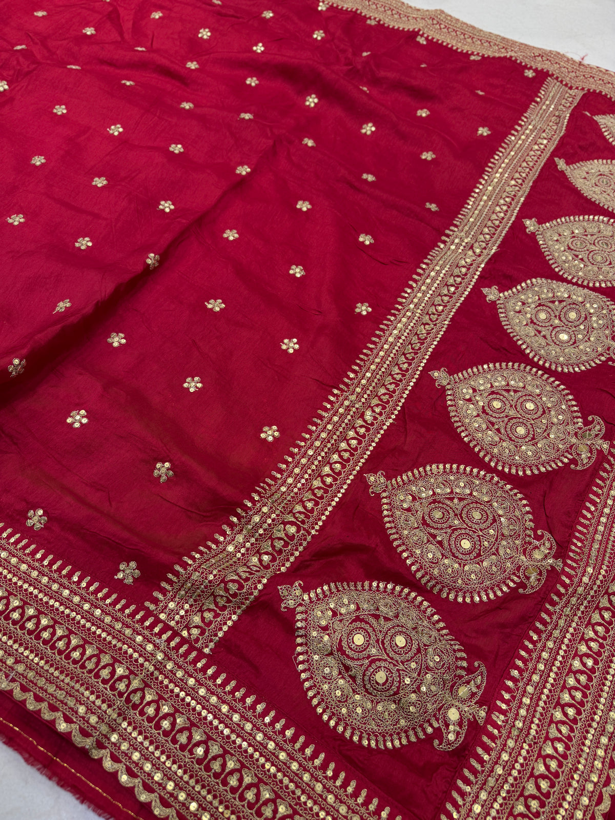 Maroonish Red Buttas Pallu Sabyasachi Inspired Marodi Embroidery Zardosi Saree