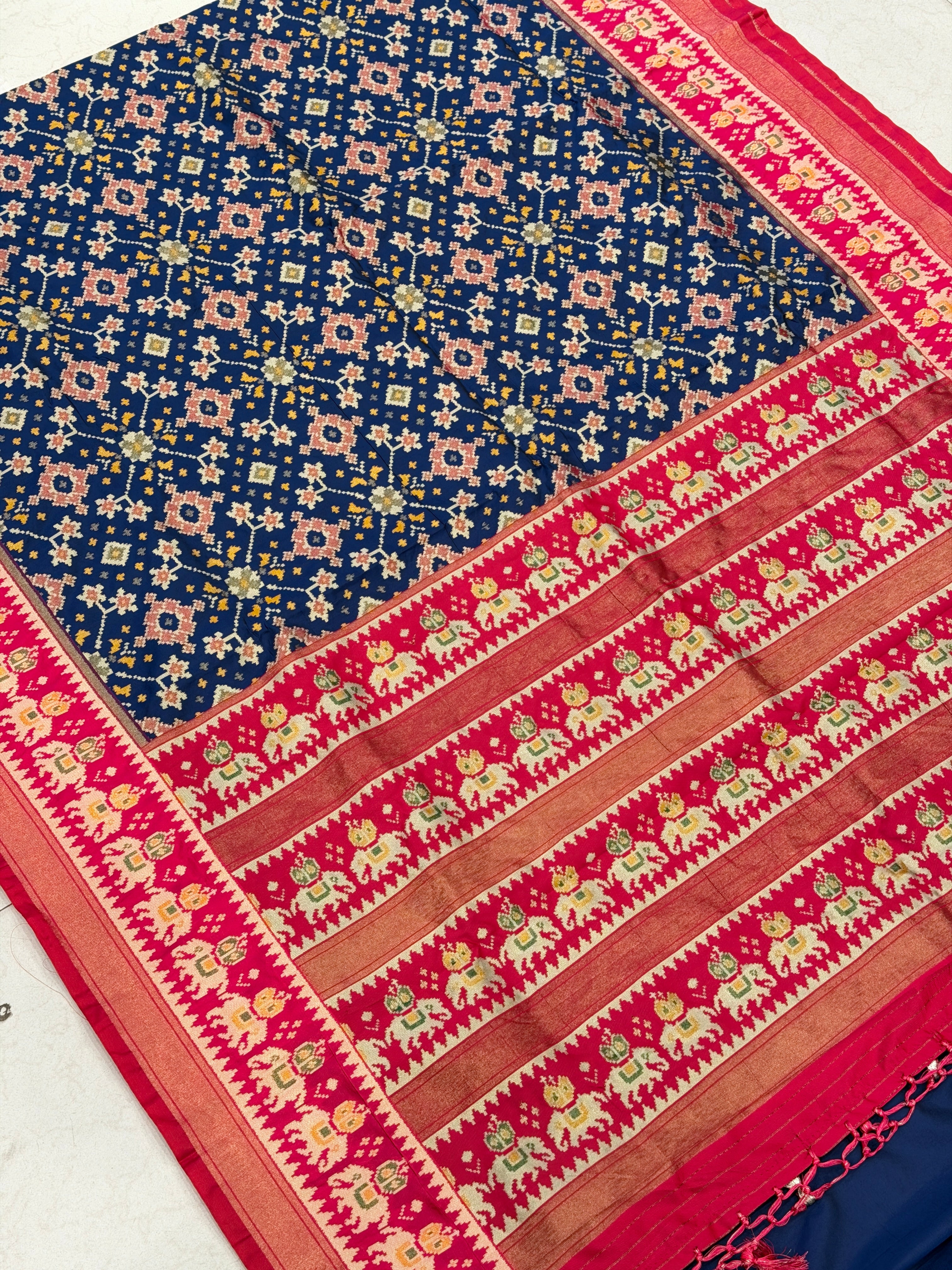 Blue Rani Semi Silk Weaved Patan Patola Saree