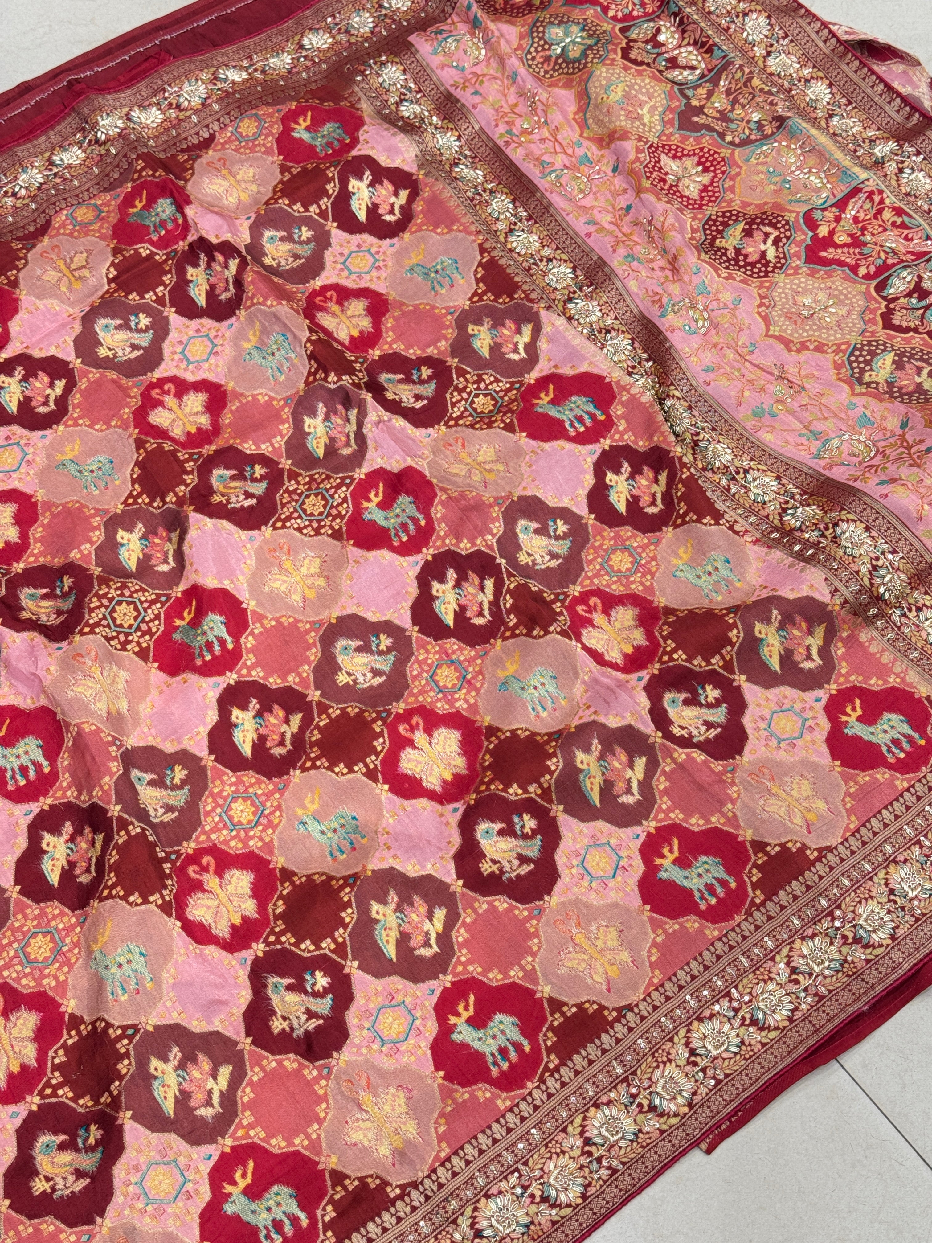 Banarasi Munga Rangkat Zardosi Saree