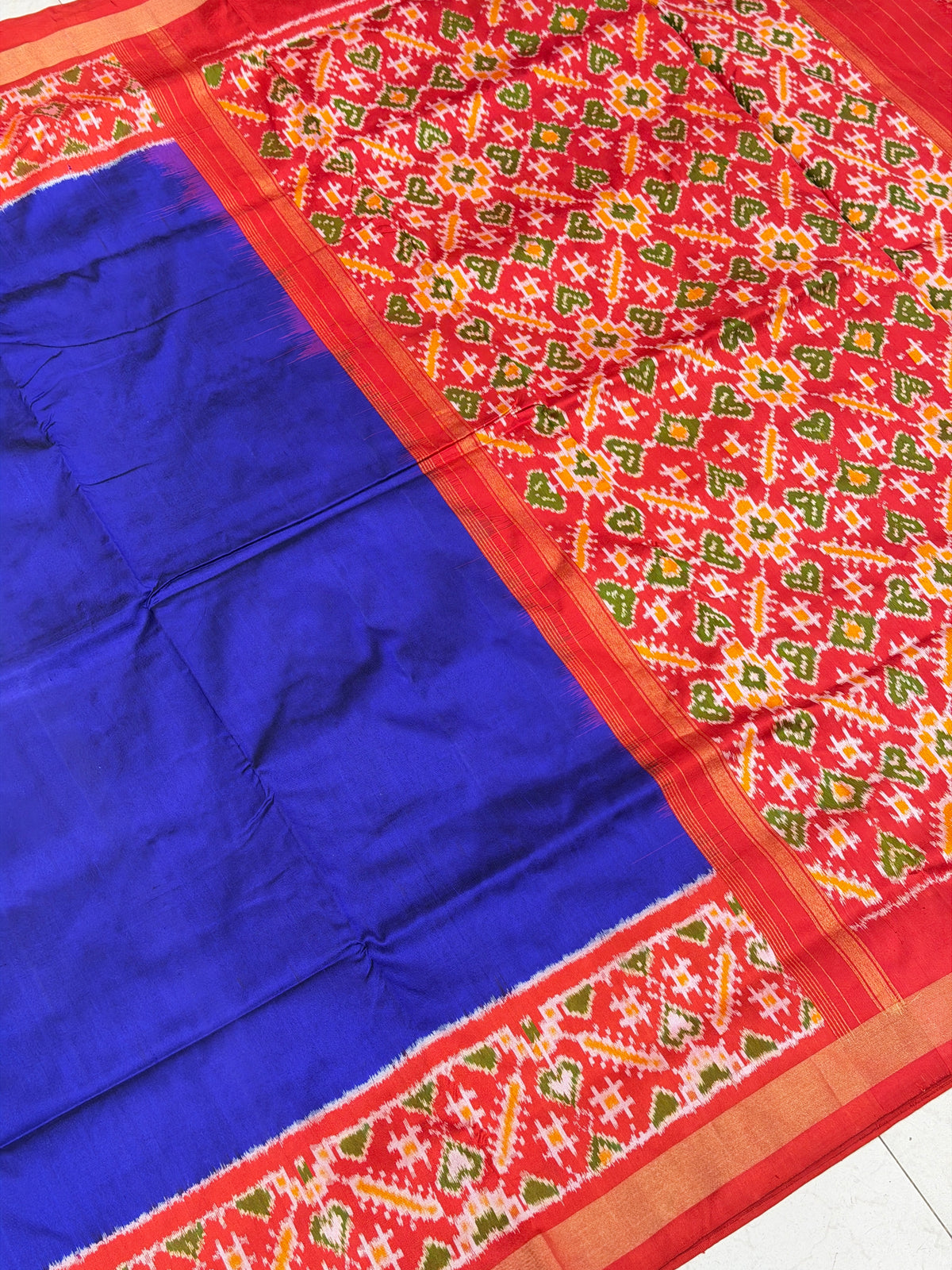 Royal Blue Ikkat Handloom Pure Silk Patola Saree