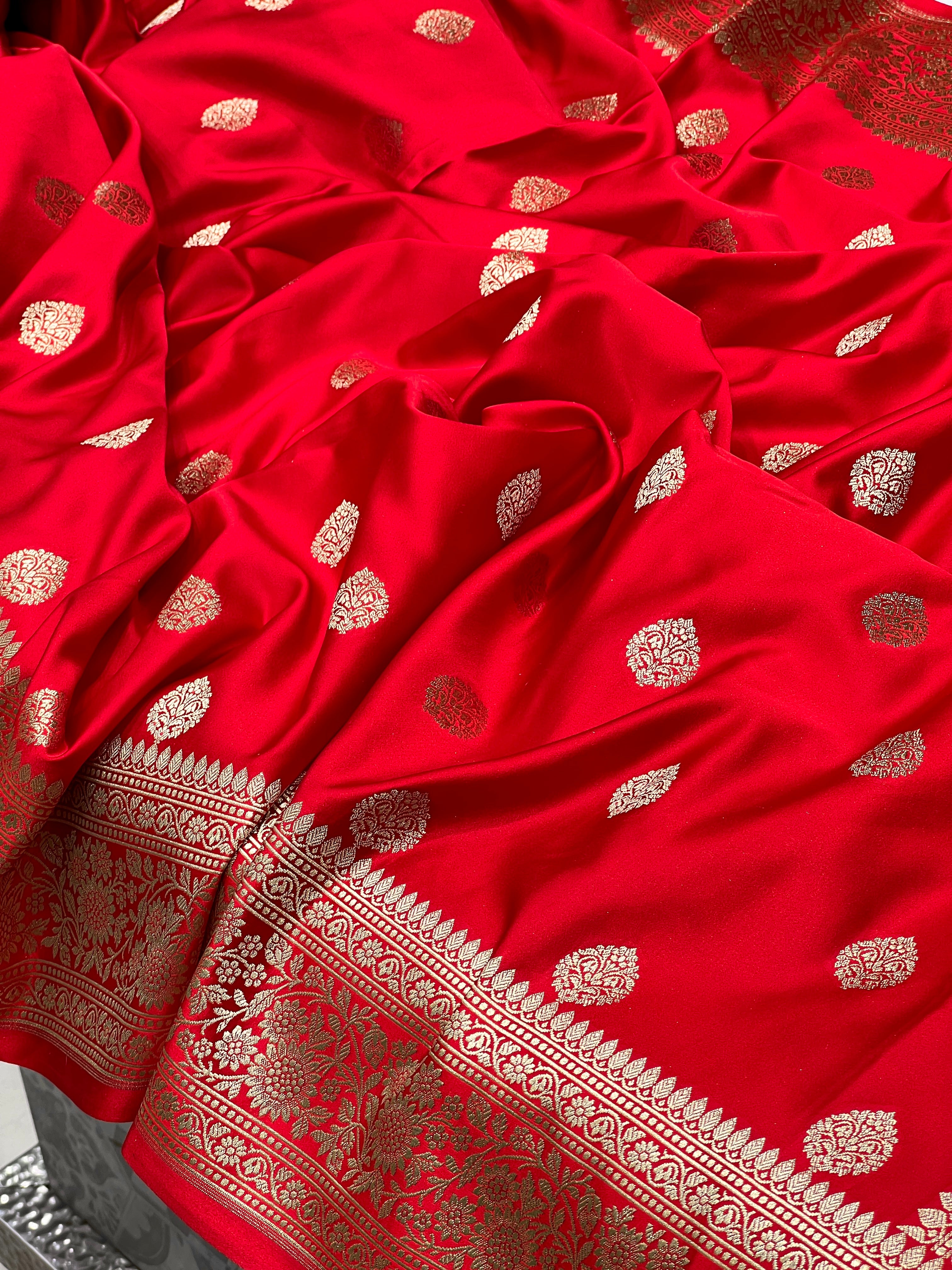 Red Banarasi Silk Butta Saree