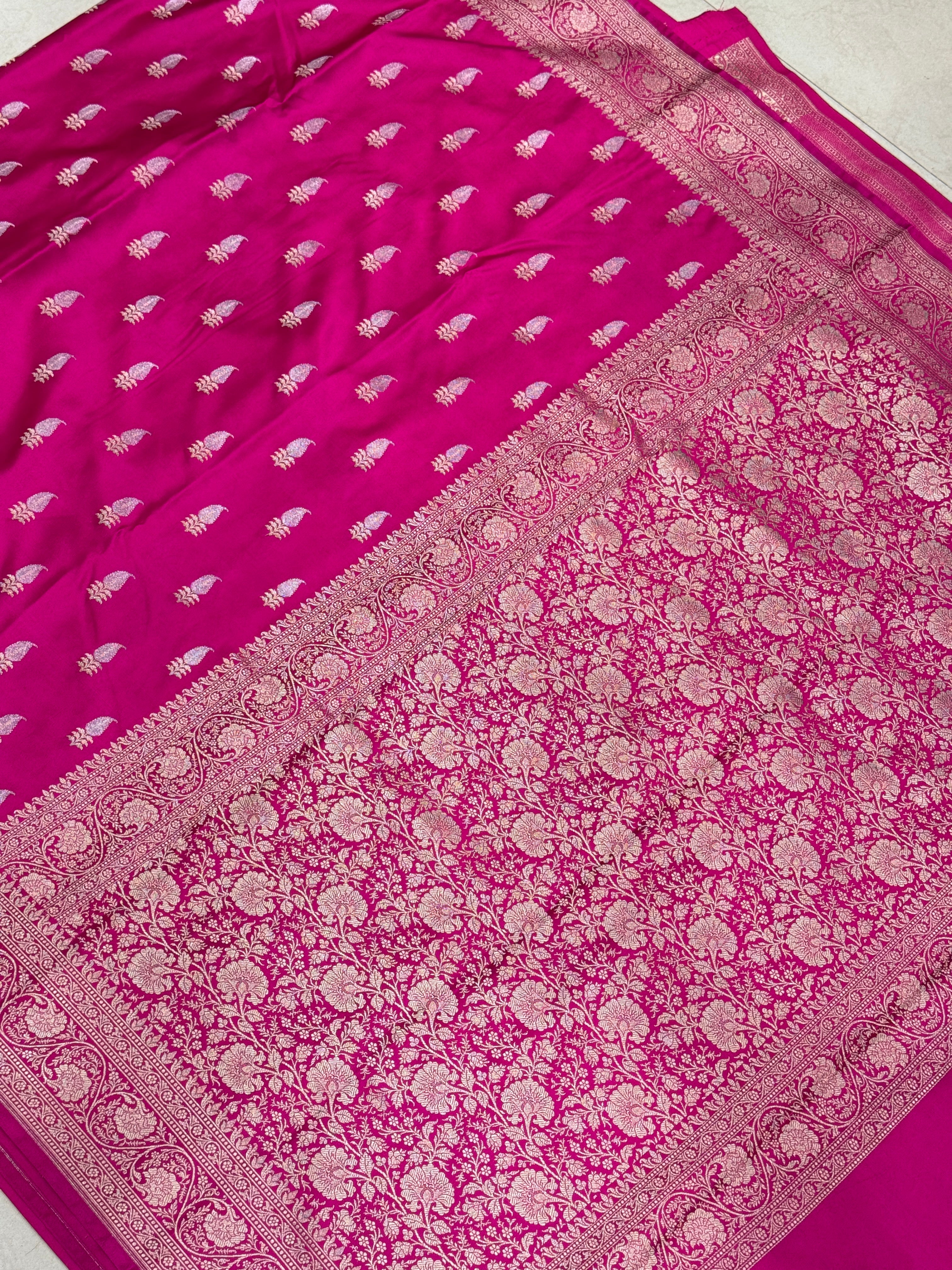 Rani Pink Banarasi Silk Sona Roopa Buttis Saree