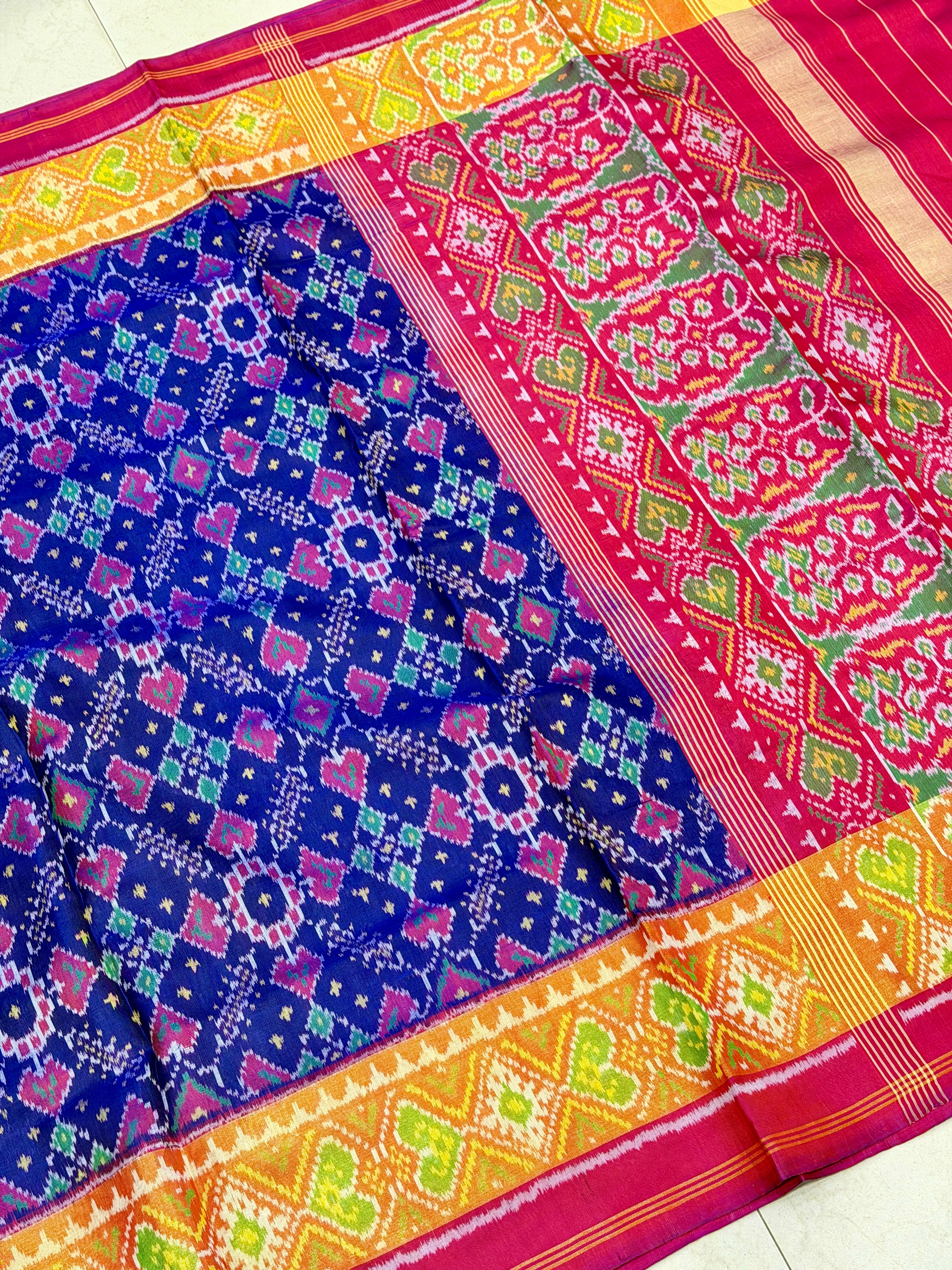 Blue Ratan Chowk Pure Silk Handloom Patola Saree