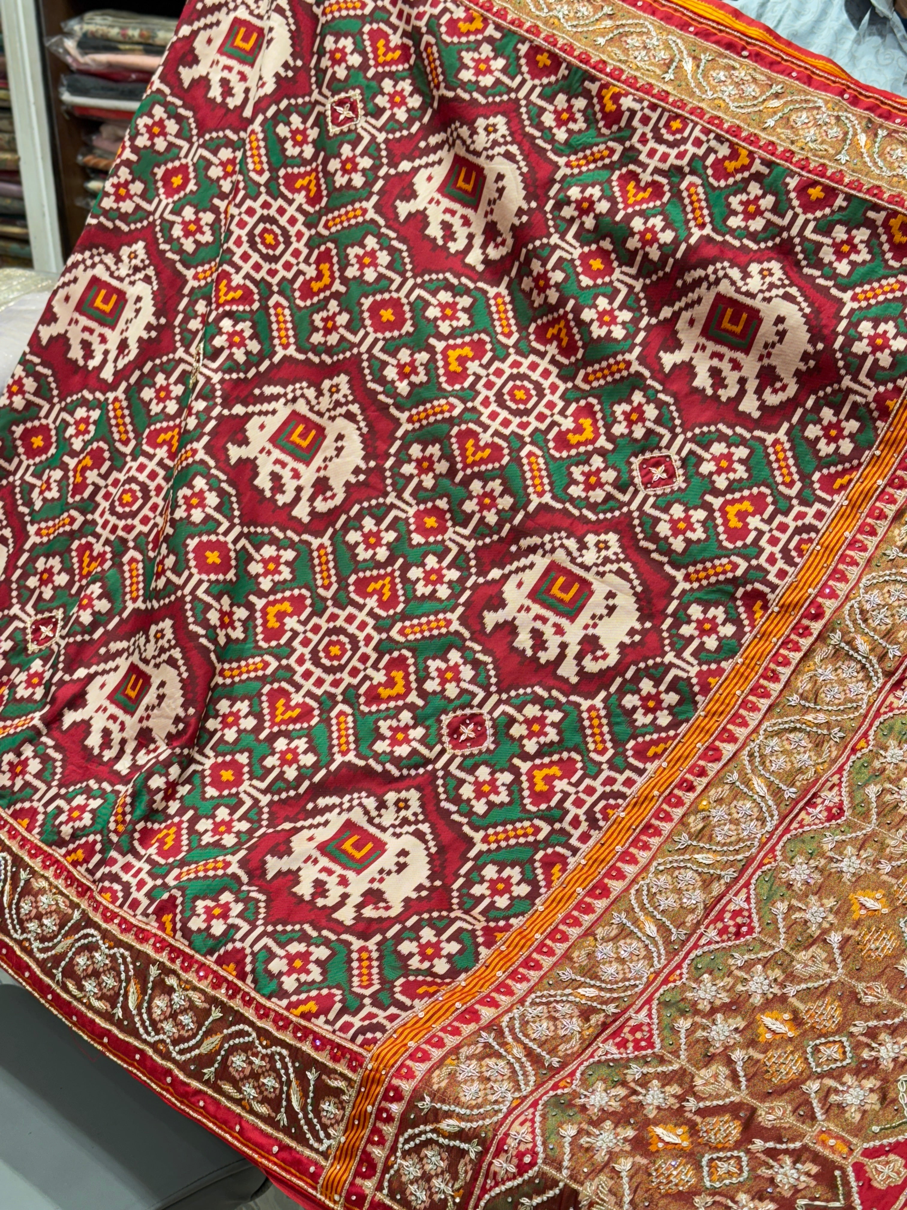 Maroon Patola Zardosi Embroidery Saree