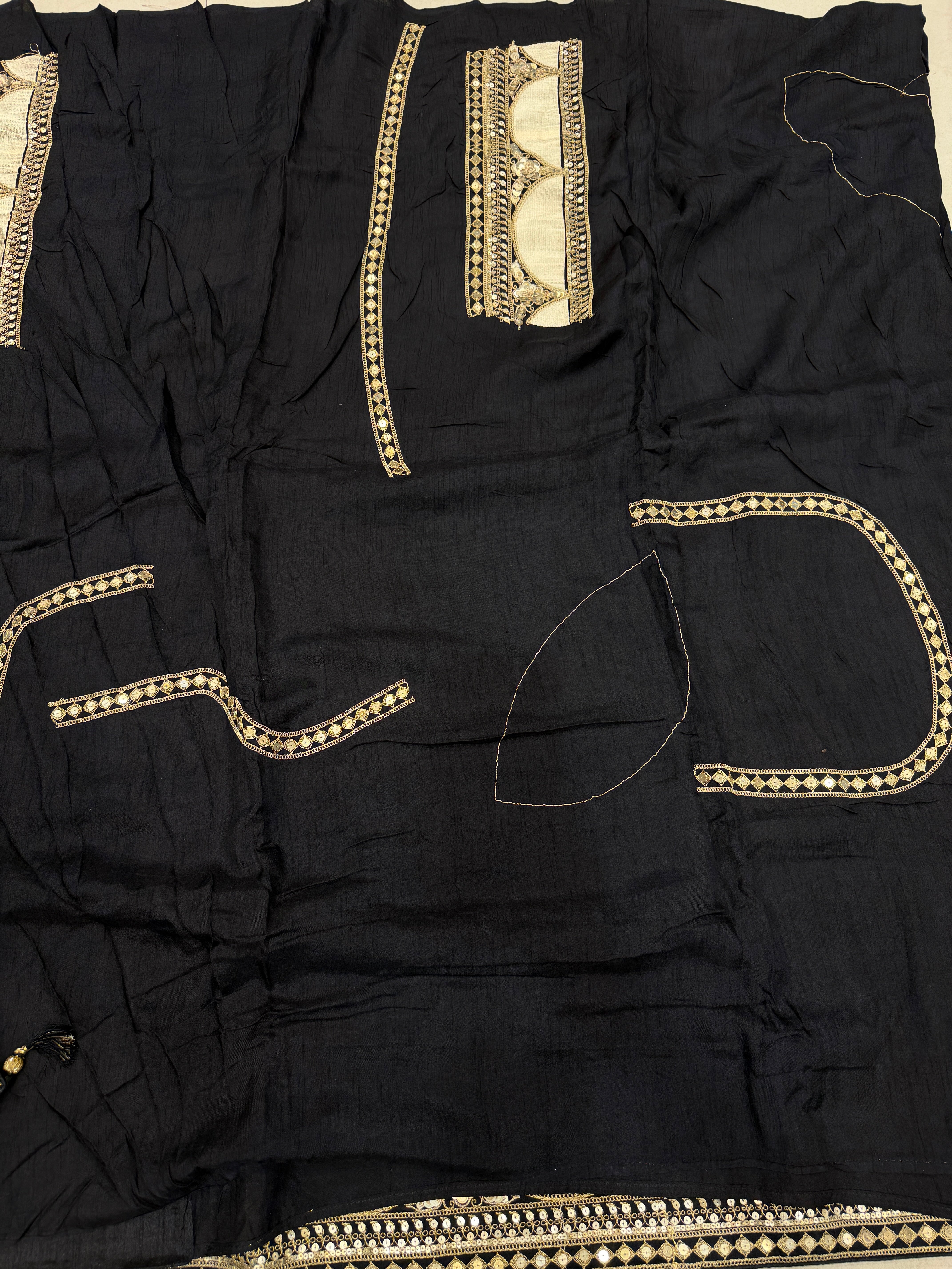 Black Sabyasachi Inspired Marodi Embroidery Zardosi Saree