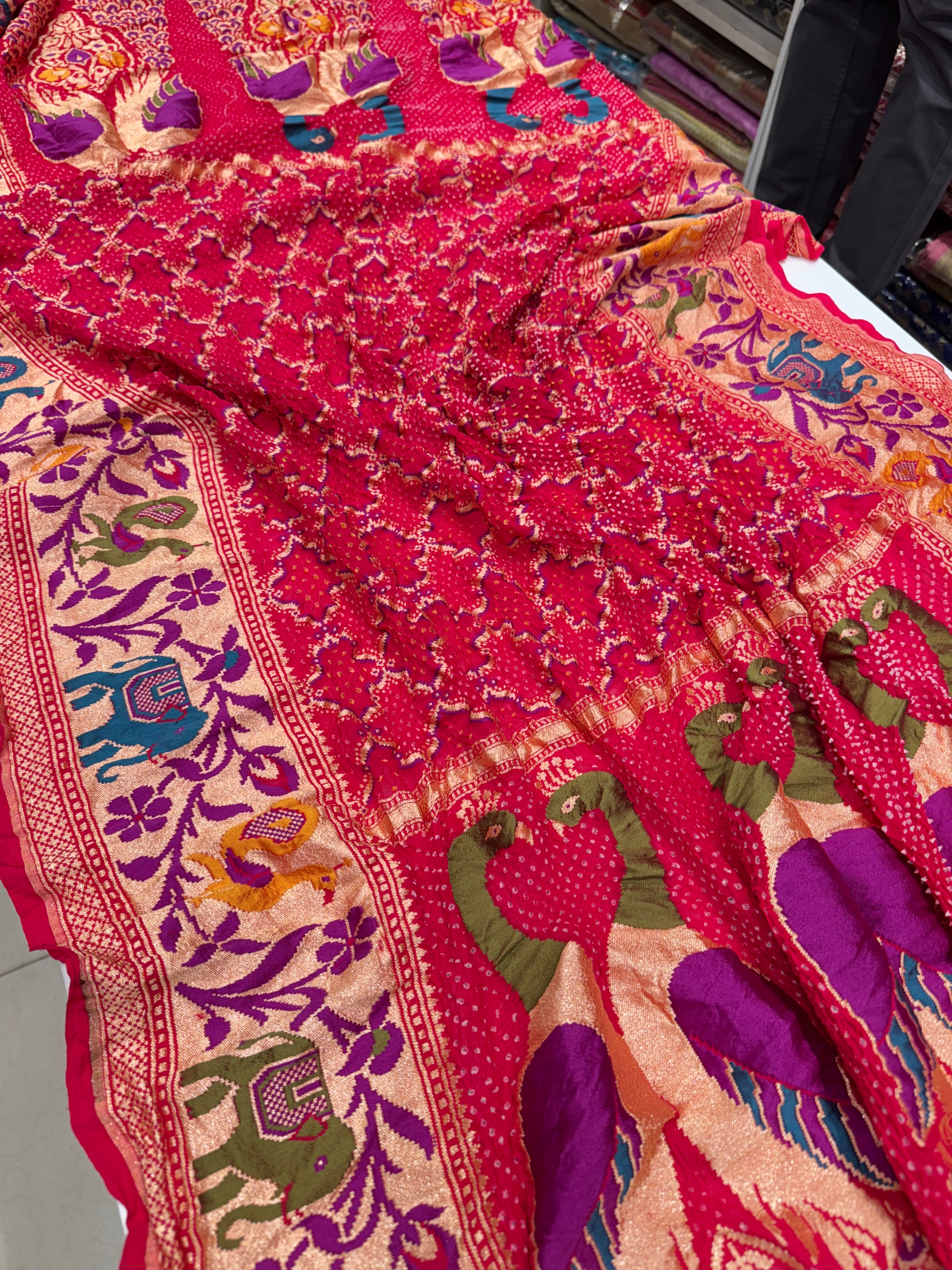 Strawberry Bandhej Meenakari Dupatta