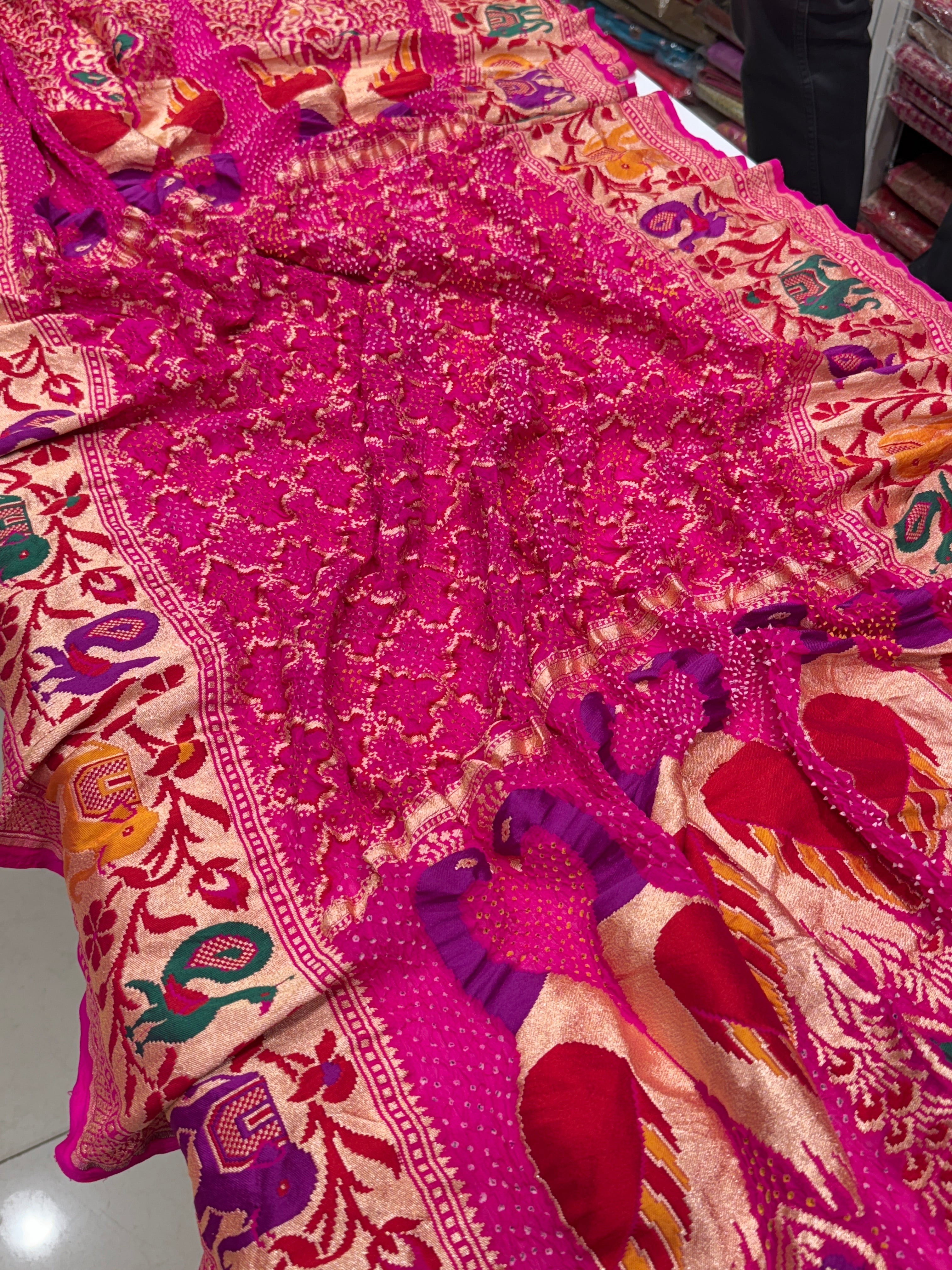 Rani Pink Bandhej Meenakari Dupatta