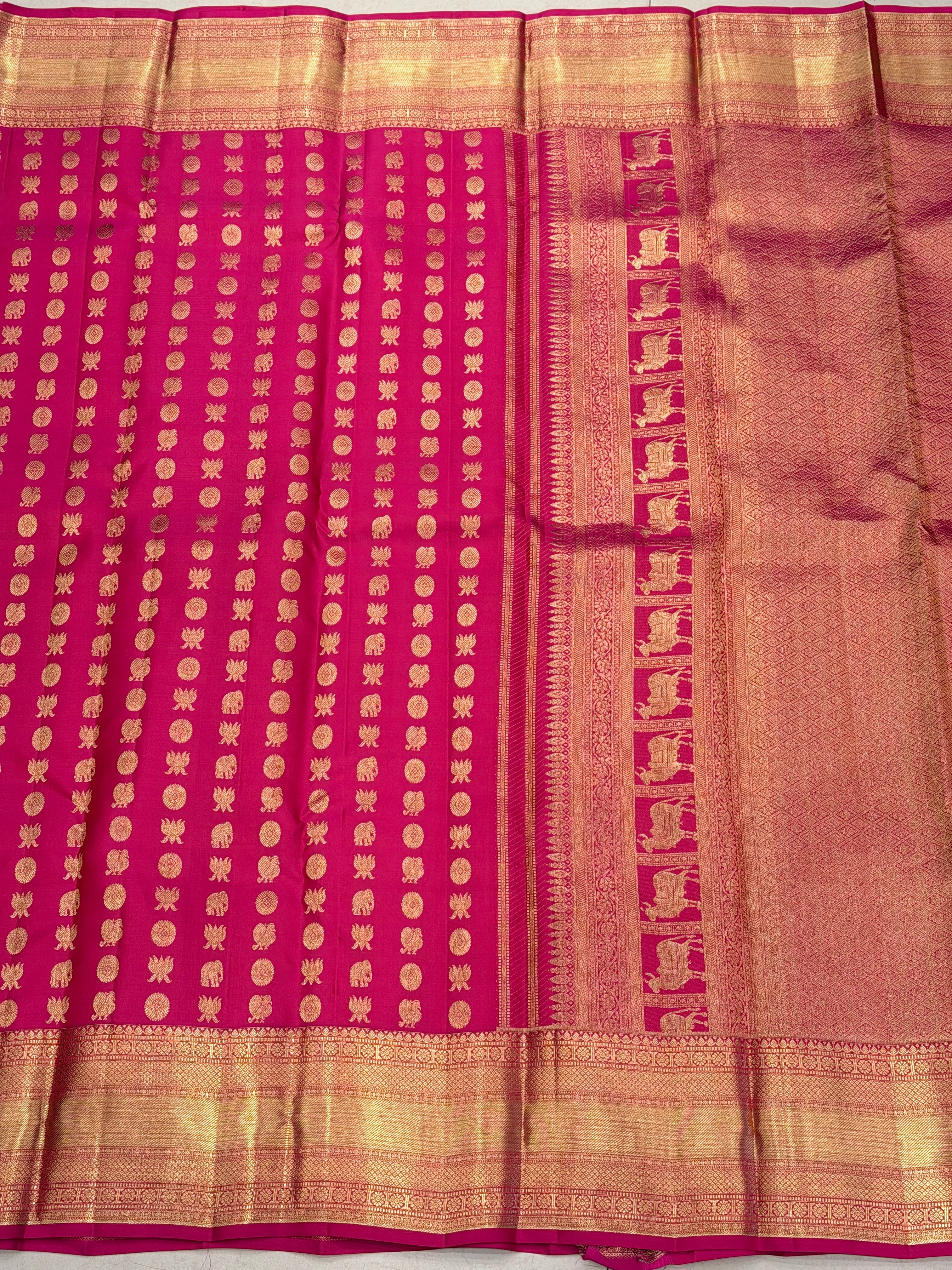 Rani Pink Handloom Pure Silk Kanjivaram Saree