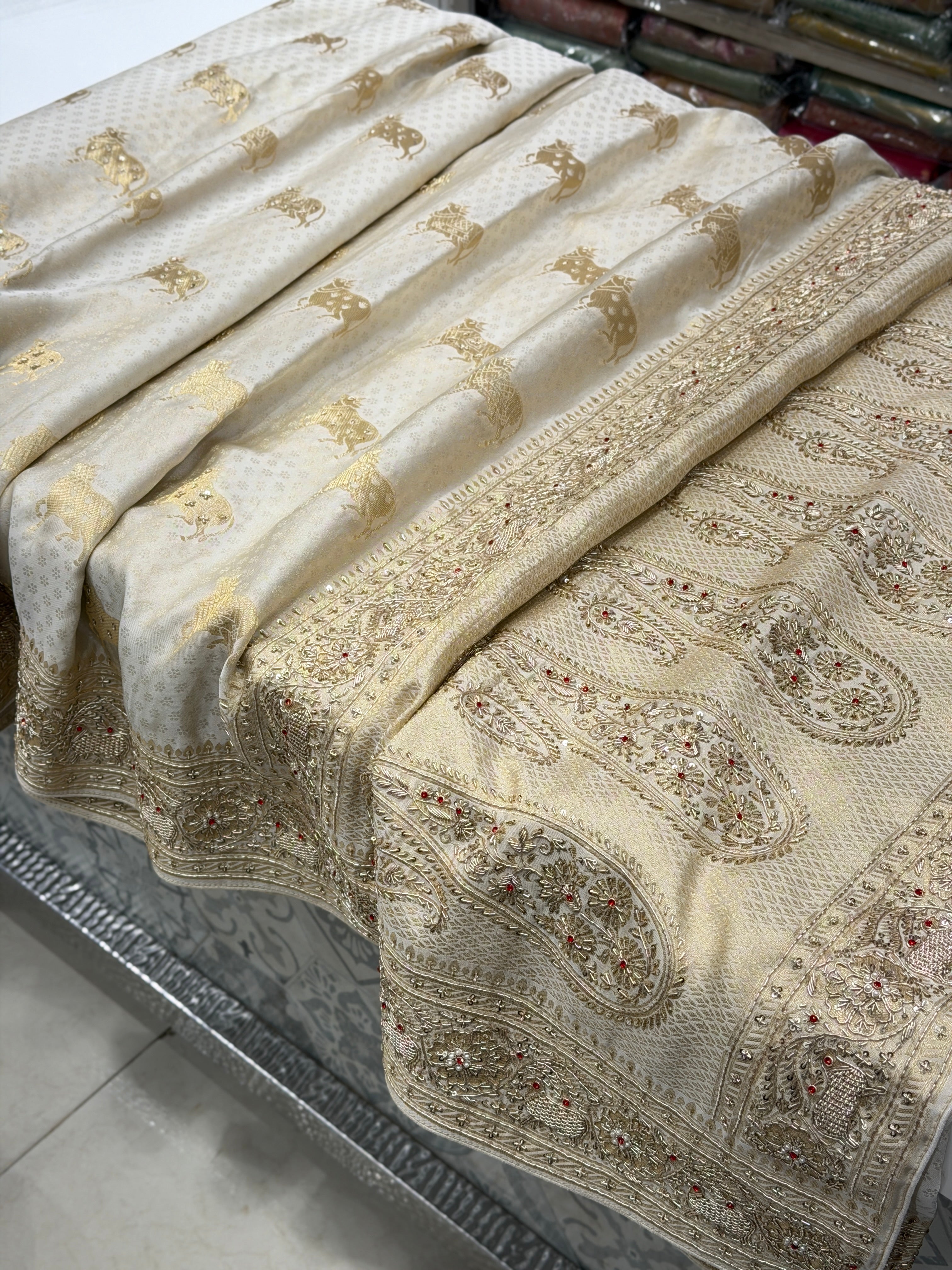 Nandi Edit Banarasi Crepe Tissue Zardodi Hand Embroidery Saree